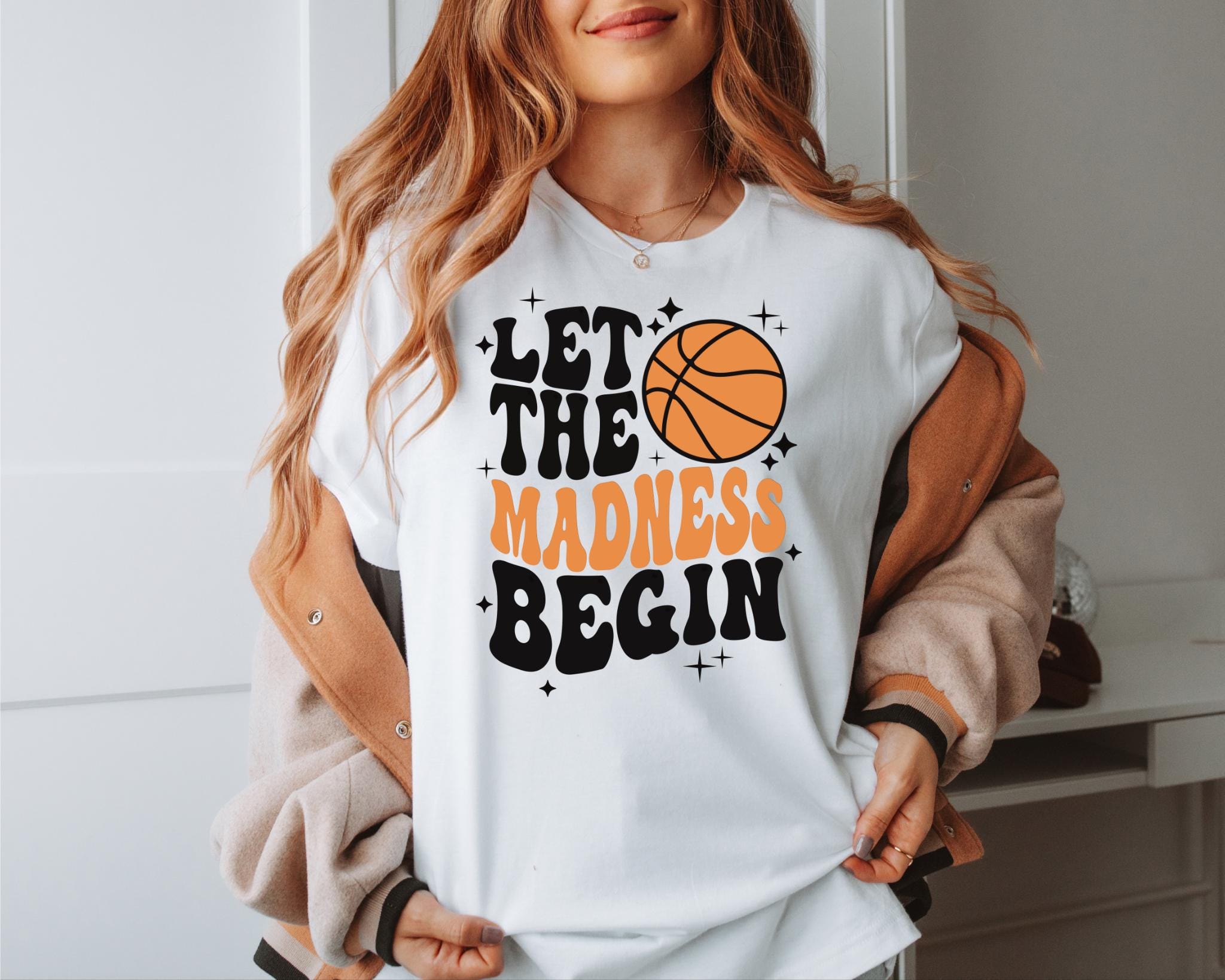 Let The Madness Begin Shirt March Madness Shirt College Basketball Shirt Basketball Lover Shirt Basketball Season shirt Basketball Fan Graphic Tee – Warm & Stylish · Top Pick For Any Outfit