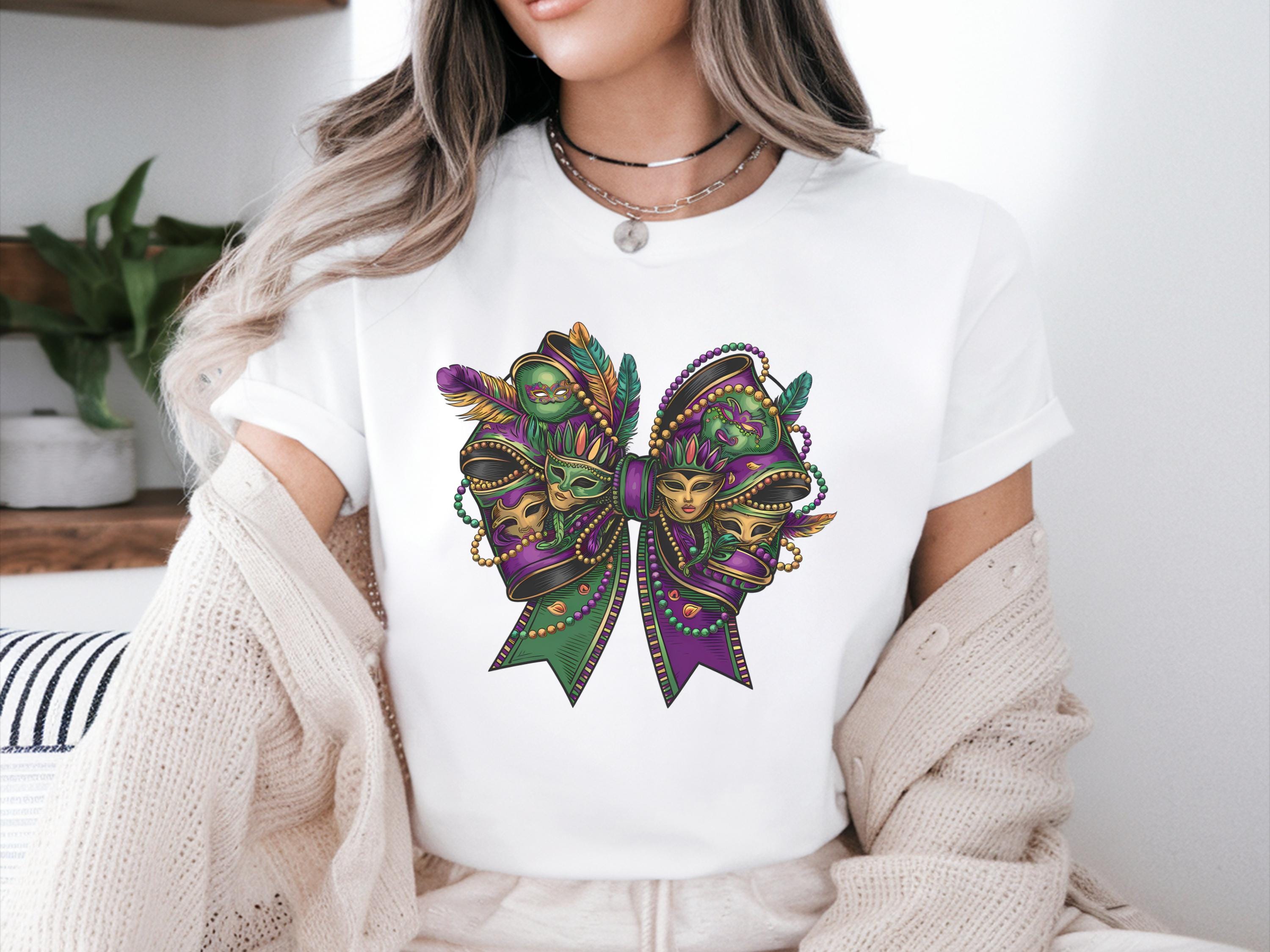 Mardi Gras Bow Shirt Carnival Mardi Gras Shirts Mardi Gras Festival Shirt Fat Tuesday Carnival Shirt Women Mardi Gras Costume Graphic Tee – Feel-Good Design · High-Quality Print