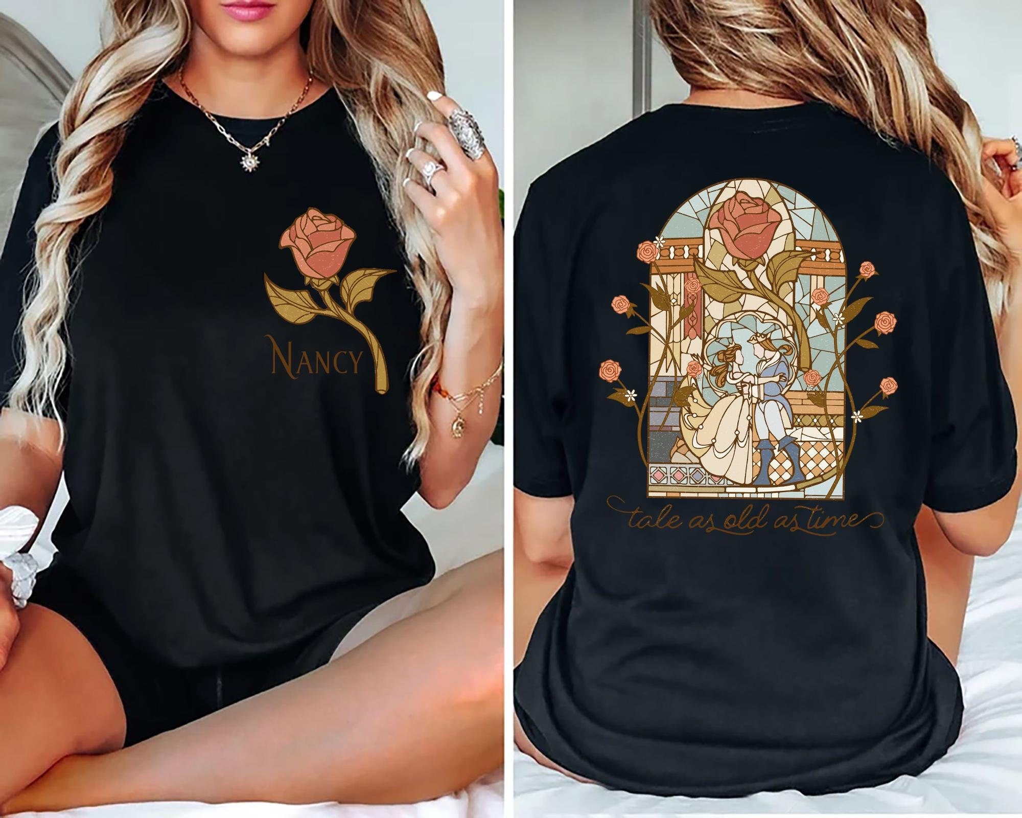 Custom Vintage Tale As Old As Time Shirt Disney Princess Belle Tee Retro Beauty and the Beast Shirt Disney Beauty and the Beast T Shirt Graphic Tee – Fan Favorite · Perfect For Daily Wear