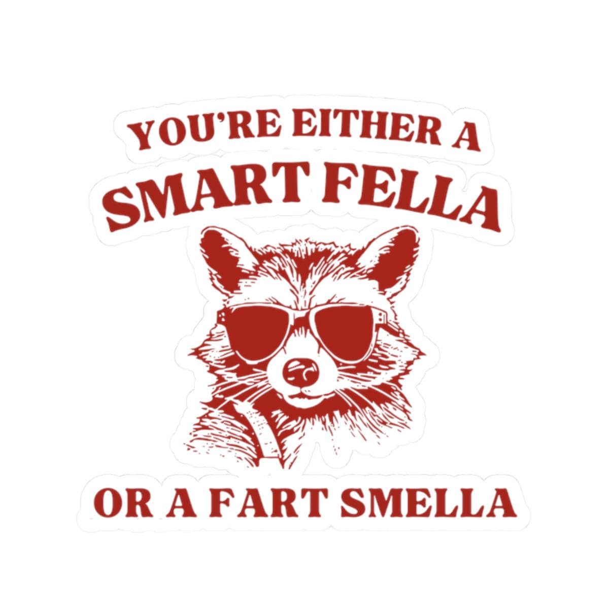 Are You A Smart Fella Or Fart Smella sticker Funny Raccoon Kiss Cut Stickers Weird Decal Meme Sticker Trash PandaGift for Humor Lovers Graphic Tee – Fan Favorite · Top Pick For Any Outfit