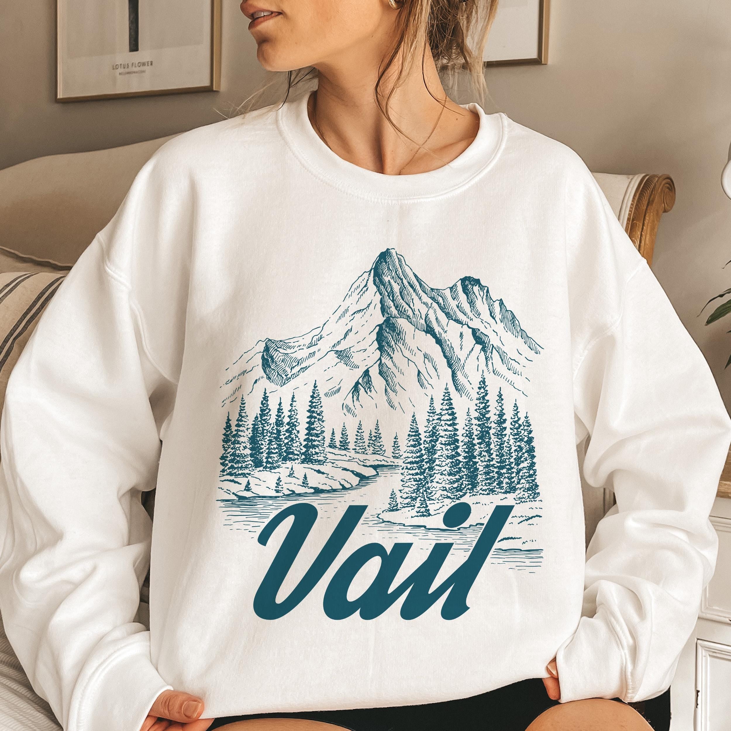 Vail Colorado Sweatshirt Mountain Illustration Graphic Crewneck Sweatshirt – Bold Style · Great Gift For Fans
