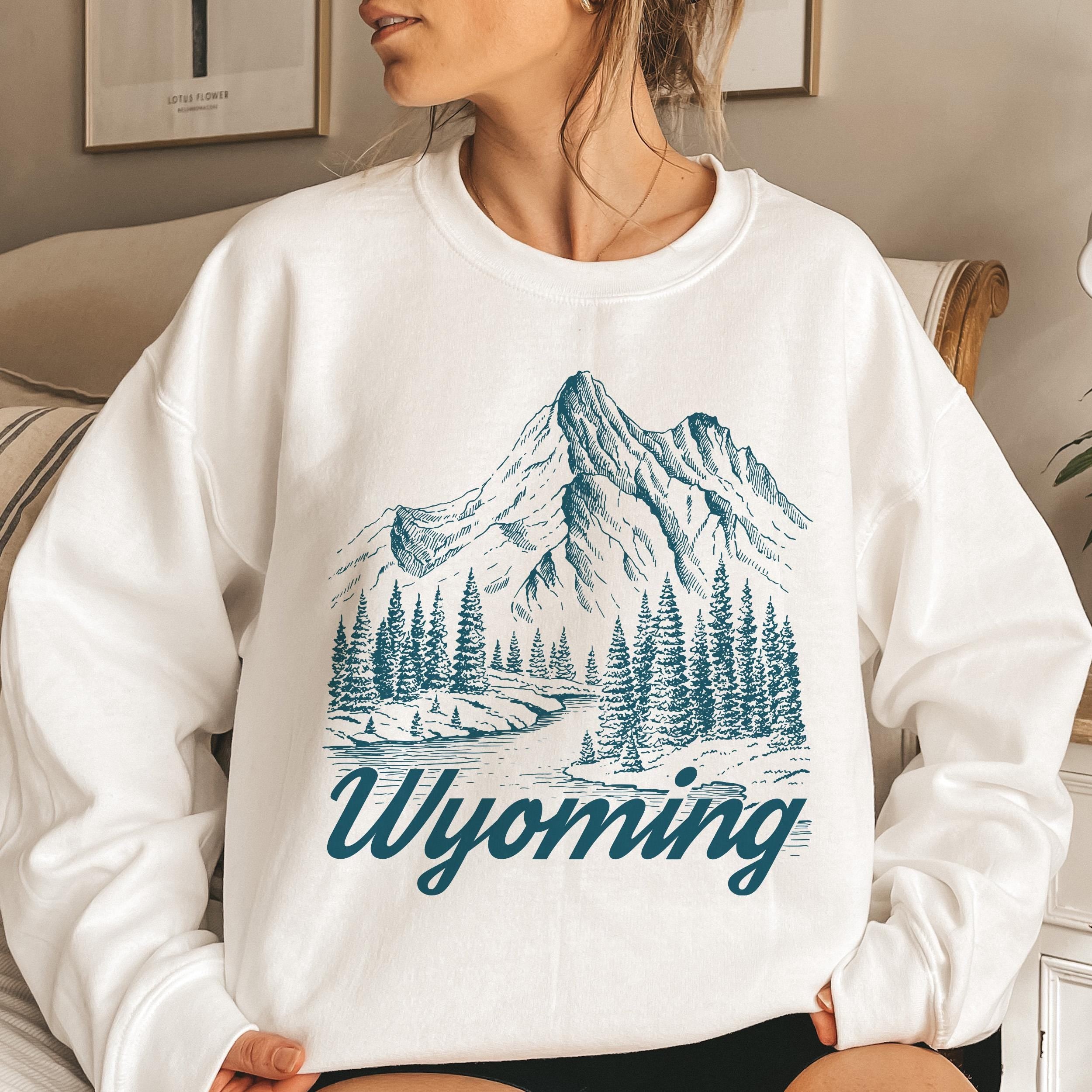 Wyoming Sweatshirt Mountain Illustration Graphic Crewneck Sweatshirt – Premium Graphic · Must-Have Style