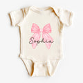 Personalized Coquette Bow Baby Bodysuit Custom Name Bodysuit Girl New Baby Gift with Name Clothes for Baby Shower Gift Baby Girl Shirt Bow Graphic Tee – Cozy Vibes · High-Quality Print