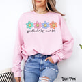 Pediatric Nurse Sweatshirt PEDS Nurse Sweater Pediatrics Floral Crewneck PICU Nurse RN Happy Face Sweatshirt Spring Pediatrics Gift Sweatshirt – Everyday Comfort · Great Gift For Fans