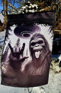 Garden Flag Bigfoot Crytip Outdoor Yard Decor Sasquatch Novelty Home Banner Cryptid Garden Sign Yeti Lawn Flag Outdoor Mythical Banner Graphic Tee – Aesthetic Look · Perfect For Daily Wear
