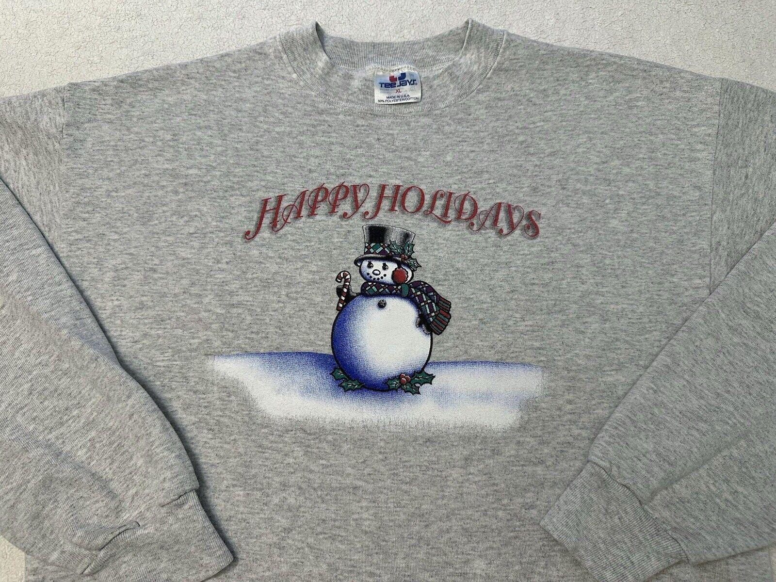 Vintage 1990s 90s Happy Holidays Snowman Winter Artwork Crewneck Sweatshirt M L Sweatshirt – Premium Graphic · Top Pick For Any Outfit
