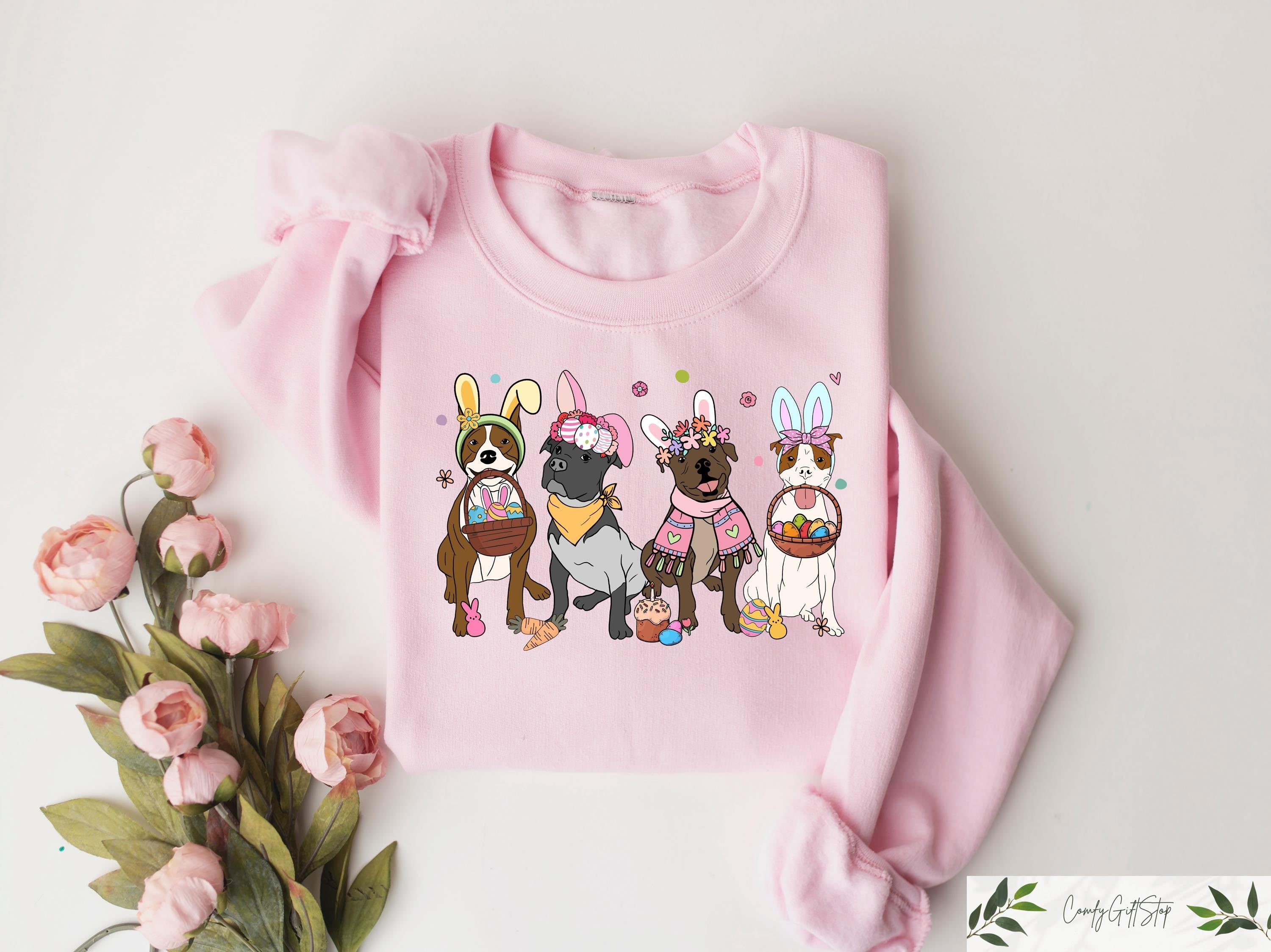 Dogs Easter Day Sweatshirt Easter Dogs T shirt Women39s Easter Shirt Easter Dog Mom Gift Easter Matching Tee Dog Lover Easter Crewneck Sweatshirt – Cozy Vibes · Perfect For Daily Wear