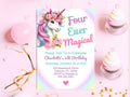 Four Ever Magical Unicorn Invitation Girls 4th Birthday Invitation Template Pastel Unicorn Party Invite Rainbow Unicorn Invite Editable 4EM Graphic Tee – Aesthetic Look · Trending Graphic Apparel