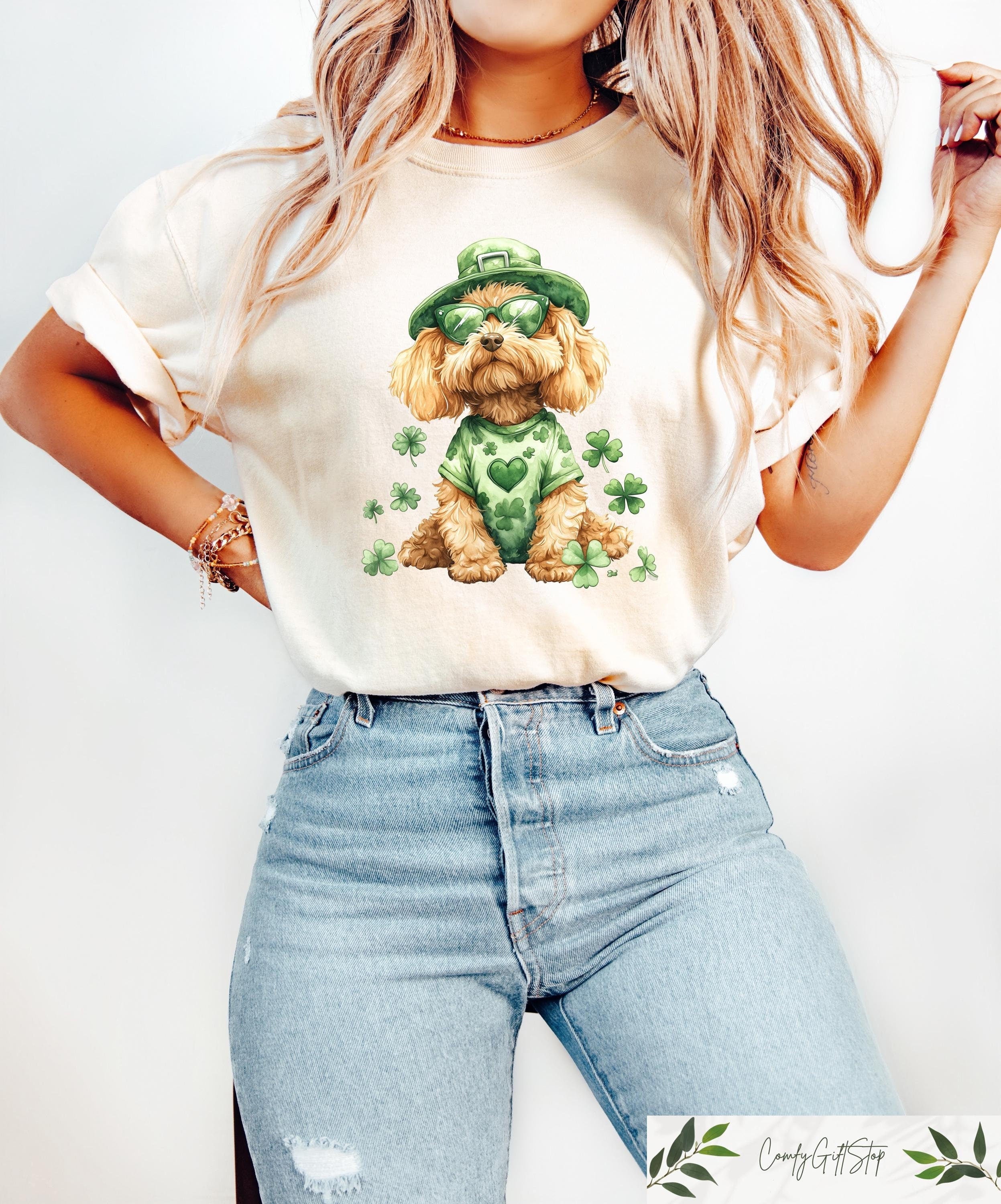 Golden Doodle Clover T shirt St Patricks Day Dog Sweatshirt Funny Irish Dog Shirt Lucky Shamrocks Tee Dog Mom St Patty39s Day Gift Sweatshirt – Cozy Vibes · Must-Have Style