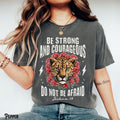 Christian Shirt Leopard Flowers Tee Be Strong and Courageous Christian T Shirt Bible Verse Faith Gift for Christian Graphic Tee – Everyday Comfort · Trending Graphic Apparel