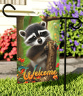 Racoon Welcome Garden Flag Adorable Raccoon Yard Art Welcome Banner Cute Animal Garden Flag Yard and Garden Decor Housewarming Gift Graphic Tee – Soft Feel · Must-Have Style