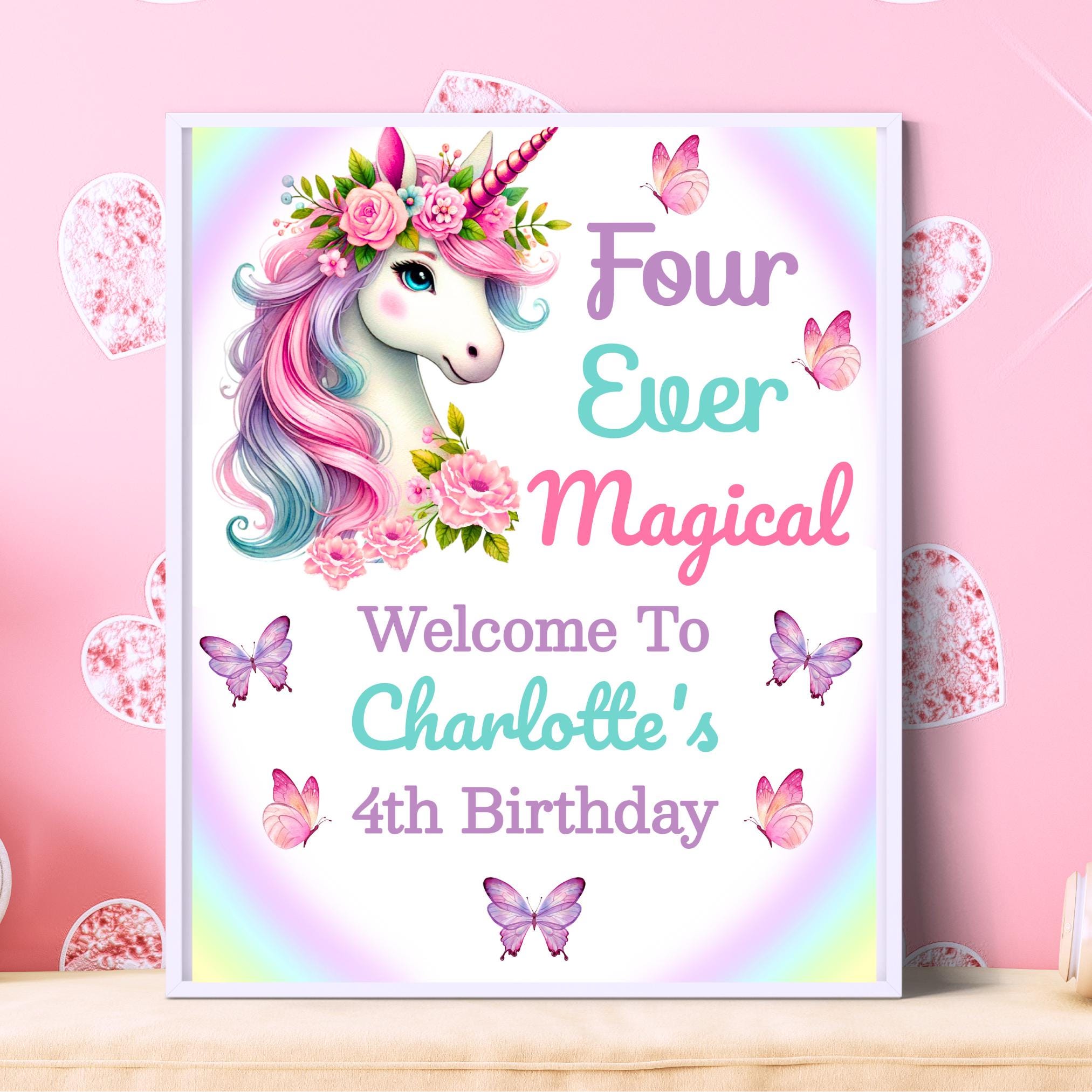 Editable Unicorn Printable Birthday Sign Four Ever Magical Party Decorations Unicorn Party Sign Magical Unicorn Welcome Sign Printable 4EM Graphic Tee – Premium Graphic · Top Pick For Any Outfit