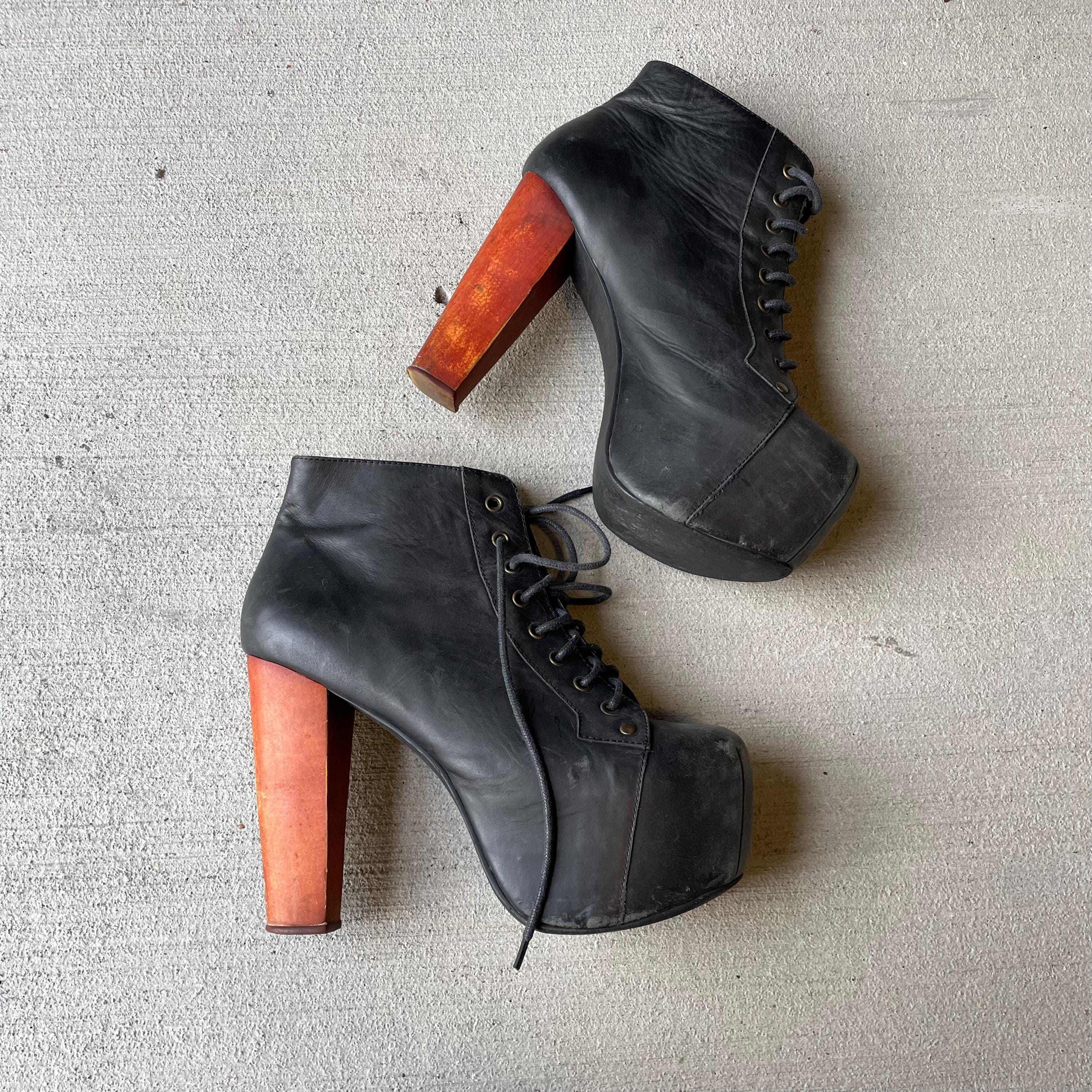 Jeffrey Campbell Lita Black Platform Boot Heel Size 8 Graphic Tee – Premium Graphic · Great Gift For Fans