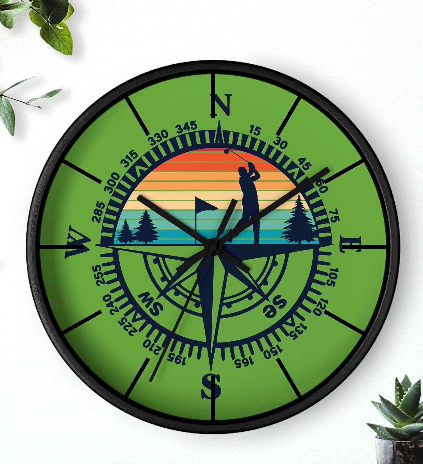 Golfing Wall Clock Golf Decor Sports Wall Art Golf Lover Gift Unique Clock for Golfer Compass Golf Adventure Golfer Gift Graphic Tee – Easygoing Wear · Trending Graphic Apparel