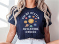 Solar System Shirts Adventure Awaits Tee Shirt Teacher Shirt Solar System Space Shirt Planet Lovers Shirt Aesthetic Universe Shirt Graphic Tee – Warm & Stylish · Must-Have Style