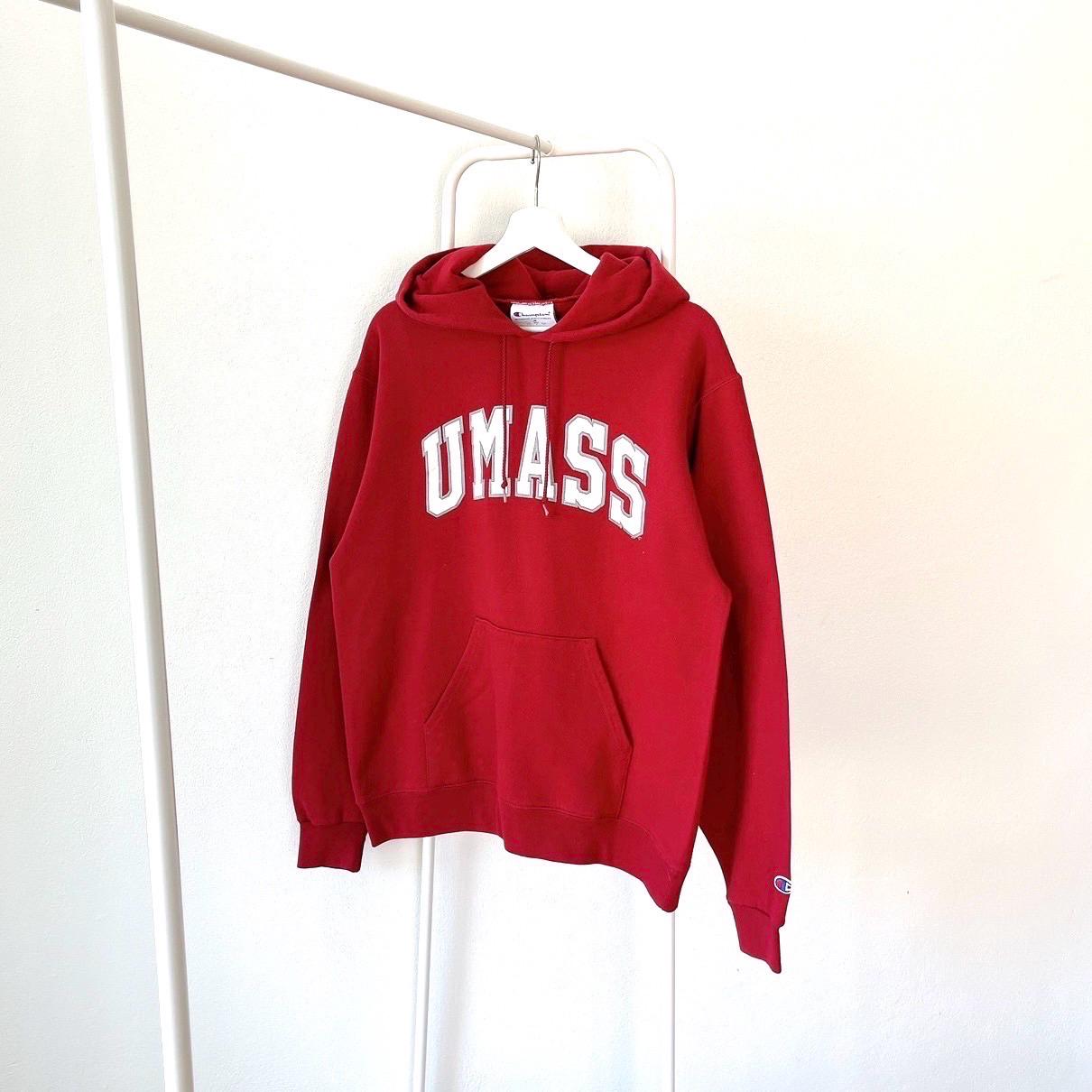 Vintage 00s Umass spell out Umass vintage Champion red hoodie M Hoodie – Soft Feel · High-Quality Print