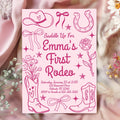 My First Rodeo Invitations Baby Girl First Rodeo Birthday Invite Cowgirl Birthday Western Birthday Pink Cowgirl Party Invitation 1st FRG1 Graphic Tee – Bold Style · Trending Graphic Apparel