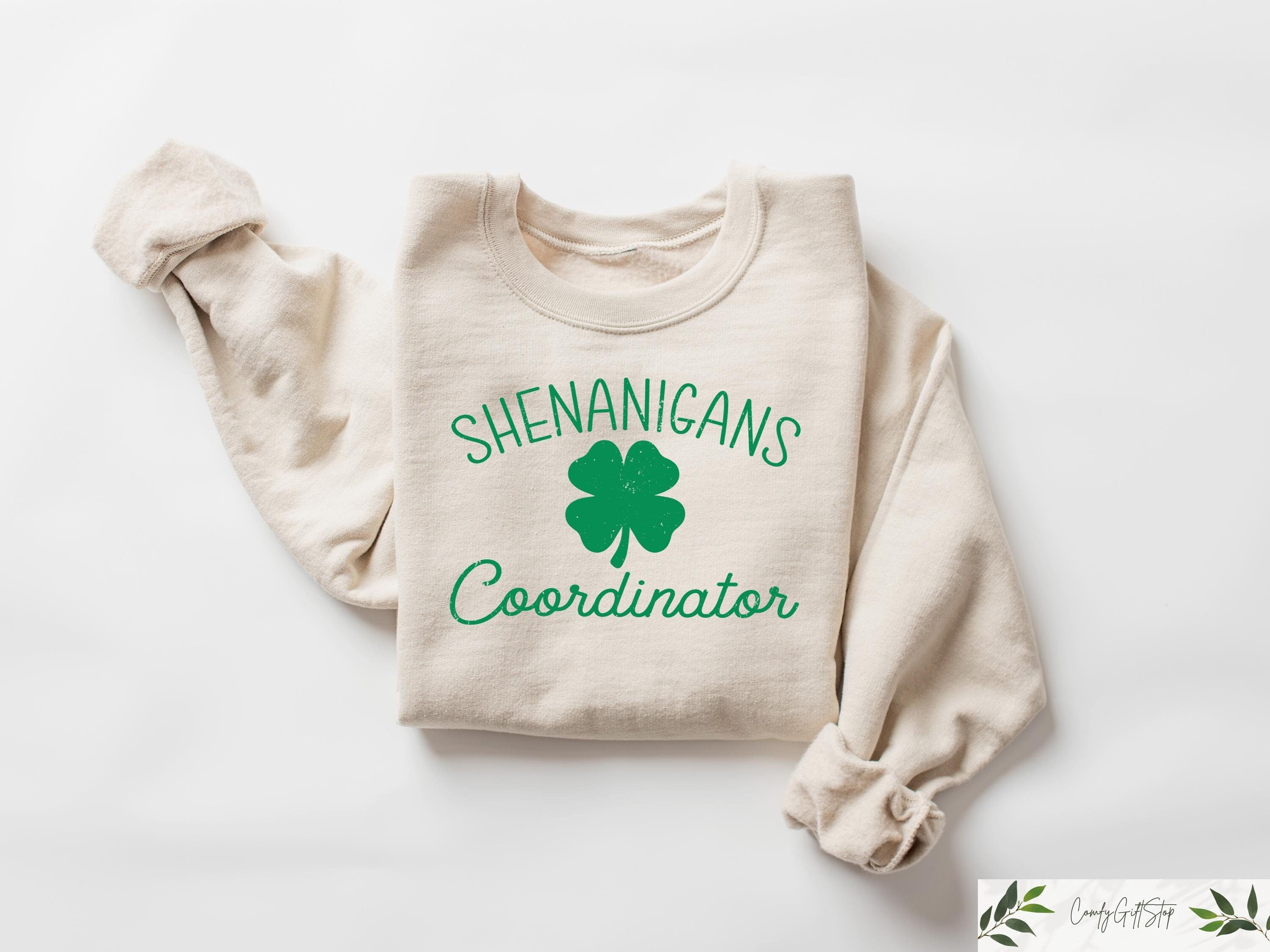 Shenanigans Coordinator Sweatshirt St Patricks Day Shamrocks T shirt Womens St Patricks Gift Irish Day Shirt Four Leaf Clover Tee Sweatshirt – Everyday Comfort · High-Quality Print