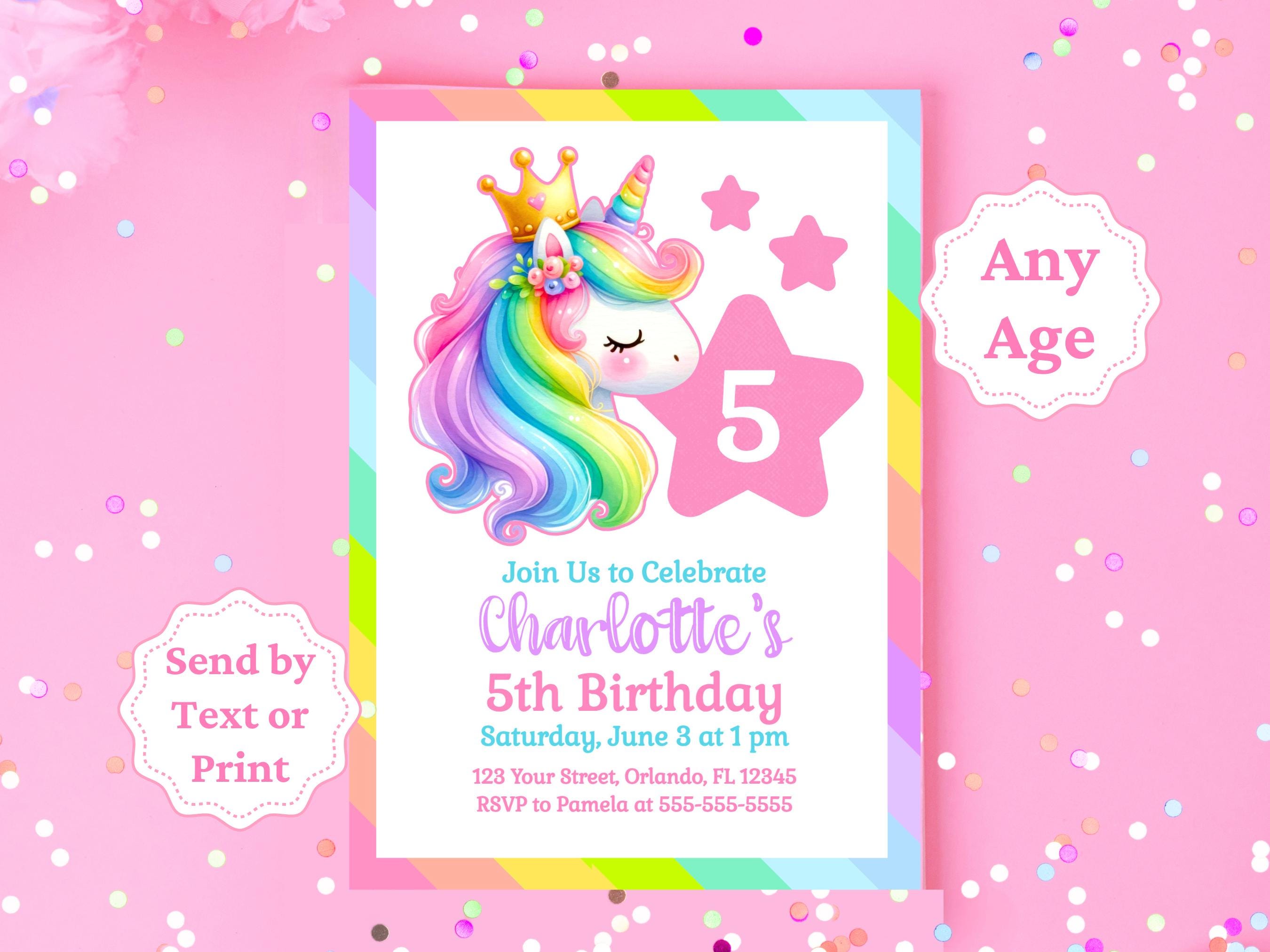 Birthday Invitations for Girls Unicorn Birthday Rainbow Unicorn Invitation Template Magical Unicorn Party Invite Pastel Unicorn Invite GUI2 Graphic Tee – Aesthetic Look · Must-Have Style