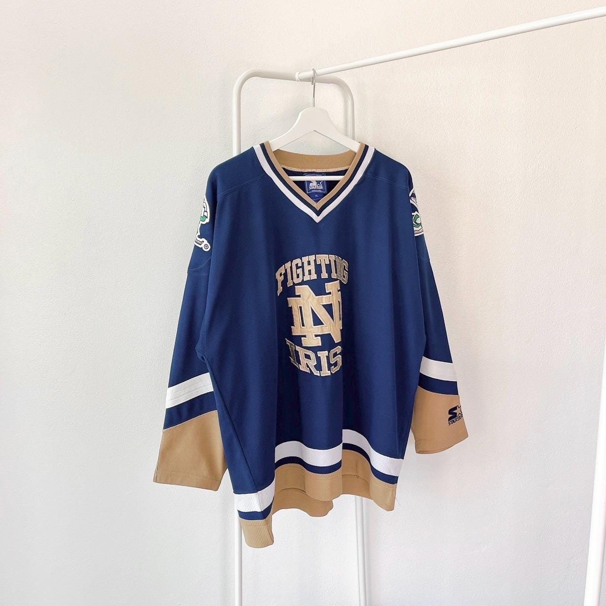 Vintage Notre Dame Fighting Irish Starter blue hockey jersey XL Jersey – Premium Graphic · Top Pick For Any Outfit