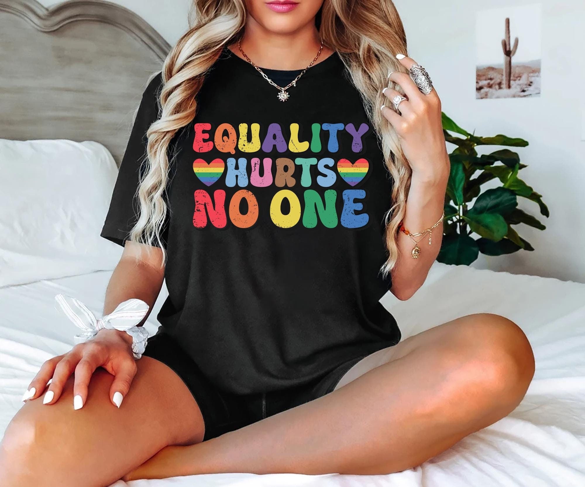 Retro Equality Hurts No One Shirt LGBTQ Pride Shirt Social Justice Tee Human Rights Shirt Black Lives Matter Equal Rights Activist Tee Graphic Tee – Everyday Comfort · Must-Have Style