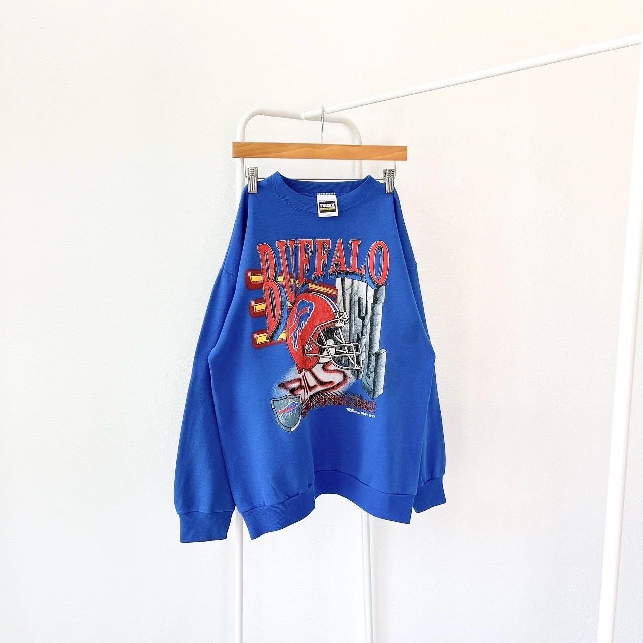 Vintage 90s Buffalo bills football vintage Tultex blue sweatshirt L Sweatshirt – Aesthetic Look · Trending Graphic Apparel