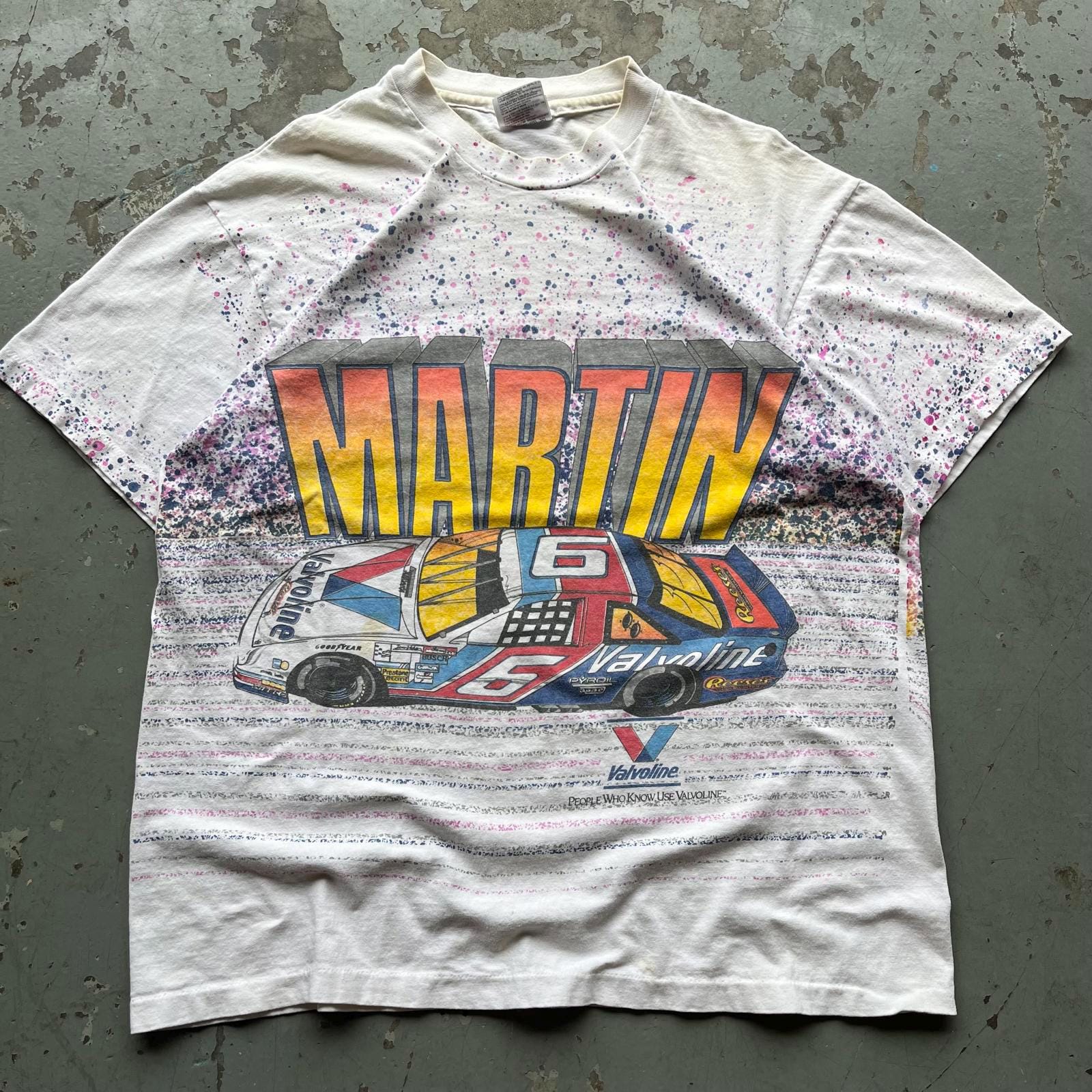 Vintage 90s AOP Valvoline Racing Mark Martin NASCAR Shirt Graphic Tee – Cozy Vibes · Perfect For Daily Wear