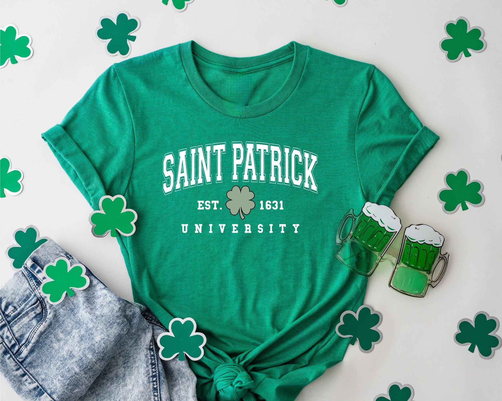 Saint Patrick University Est 1631 Shirt St Patrick39s Day Tee Paddy39s Day Shamrock Shirt Shamrock Shirt Leaf Clover Irish Shirt Tee Graphic Tee – Bold Style · Perfect For Daily Wear