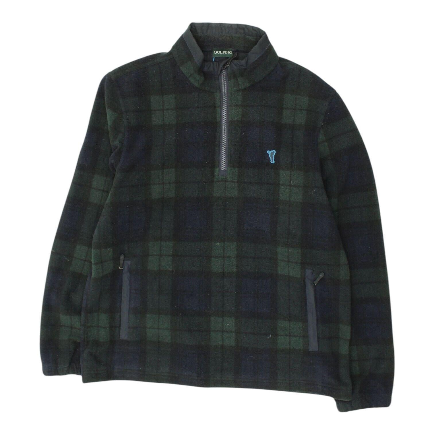 Golfino 12 Zip Fleece Mens Green Blue Check Golf Sports Outerwear Jacket Graphic Tee – Bold Style · High-Quality Print