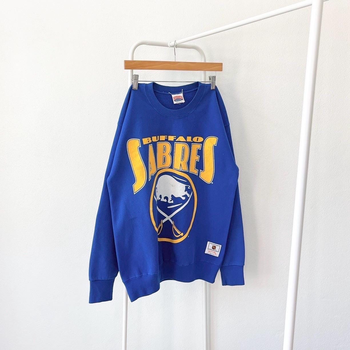 Vintage 90s Buffalo Sabers hockey Nutmeg mills blue sweatshirt L Sweatshirt – Bold Style · Perfect For Daily Wear
