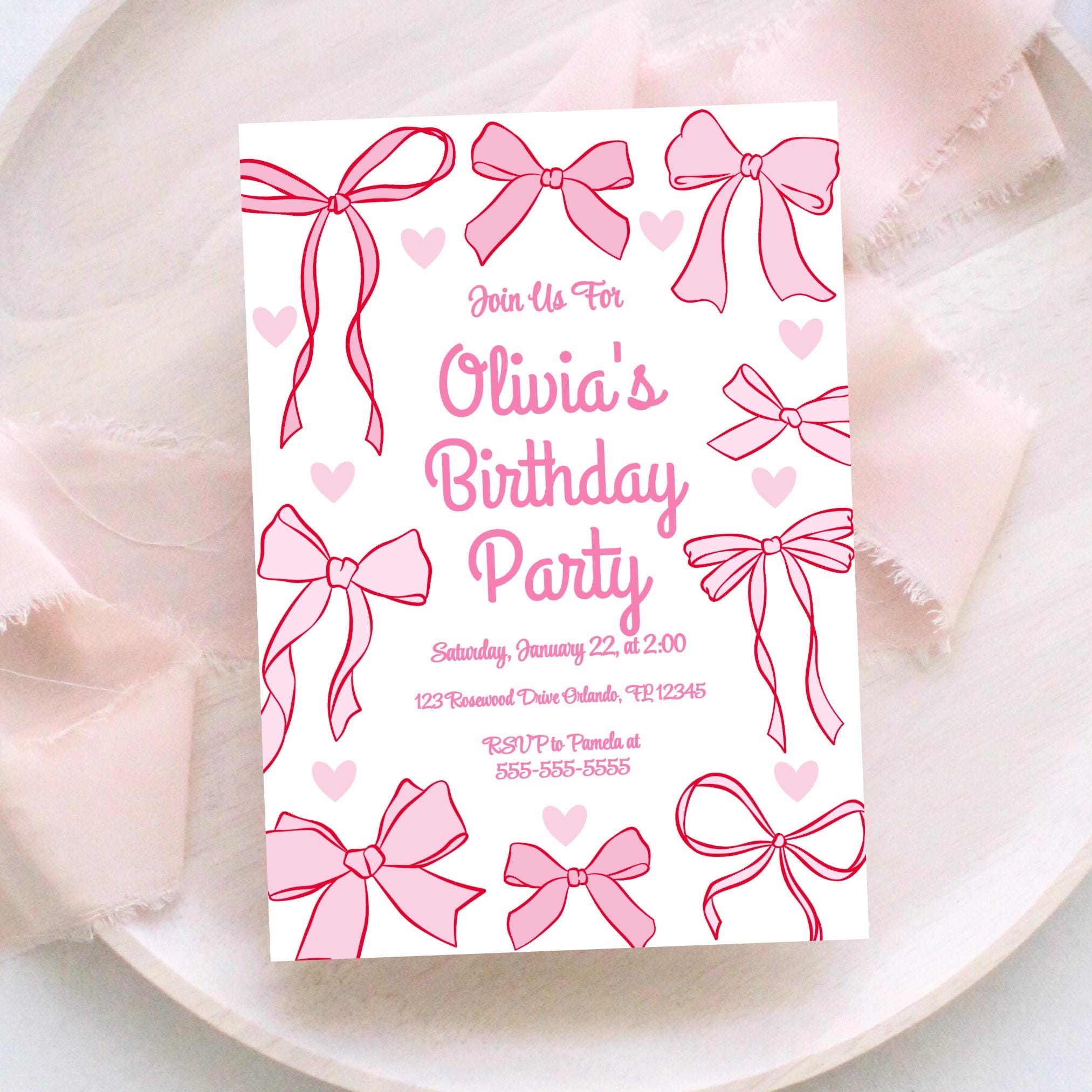 Pink Bow Theme Birthday Invite Pink Bow Birthday Bow Invite Coquette Bow Birthday Girl Birthday Invite Coquette Birthday Invitation Cute BB3 Graphic Tee – Soft Feel · Trending Graphic Apparel