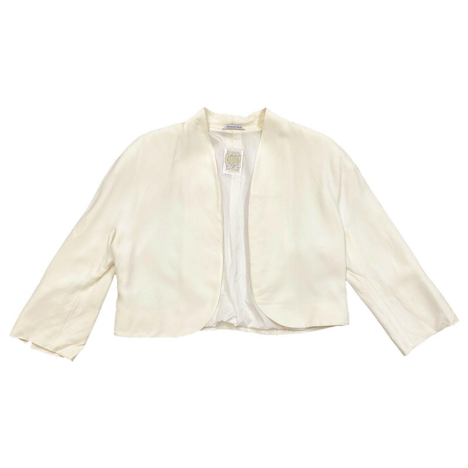 Studio 0001 Ferr Jacket Vintage Womens White Cropped Buttonless Designer VTG Graphic Tee – Warm & Stylish · Perfect For Daily Wear