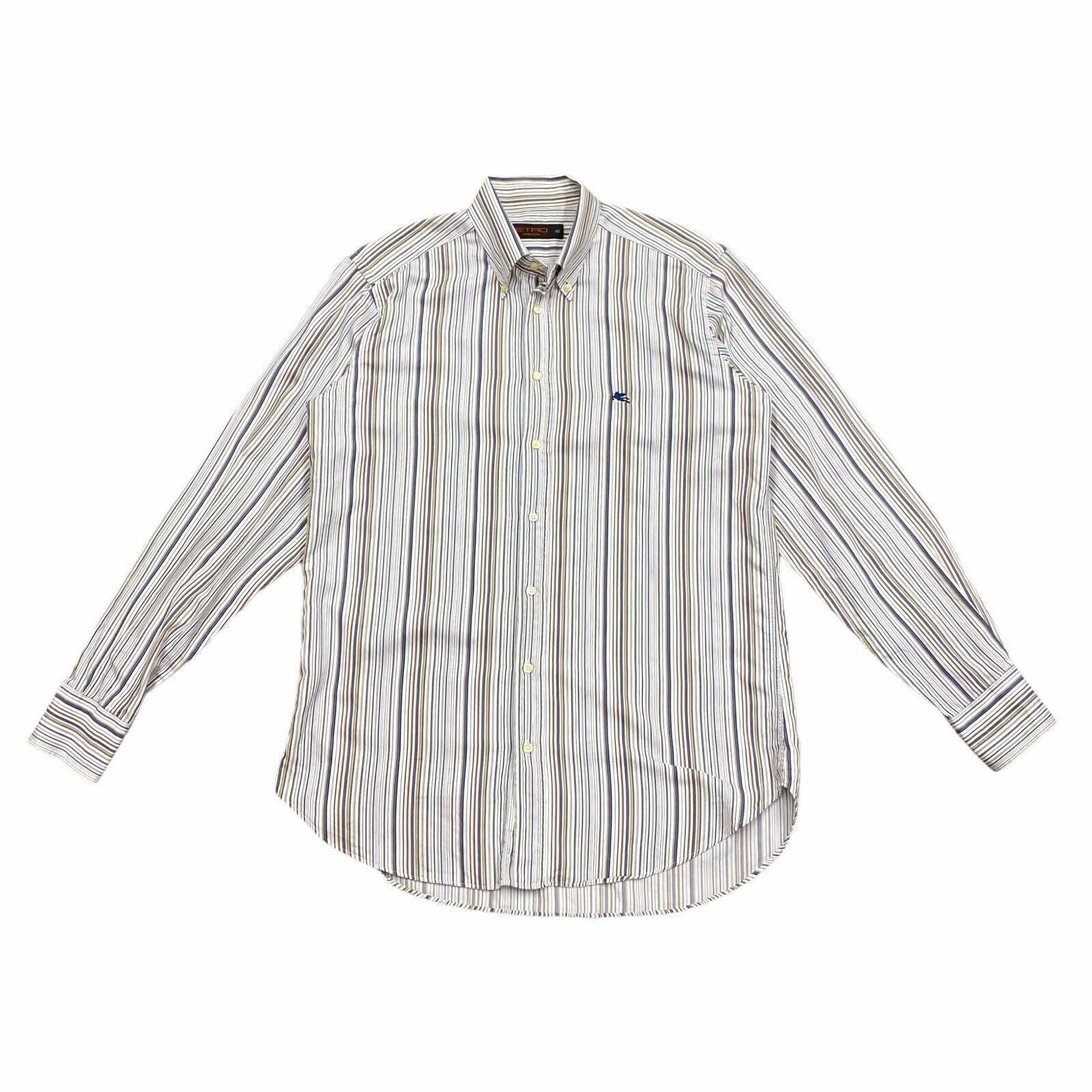 Etro Colourful Striped Shirt Vintage Mens Button Down Collar Formal Designer Graphic Tee – Bold Style · Top Pick For Any Outfit