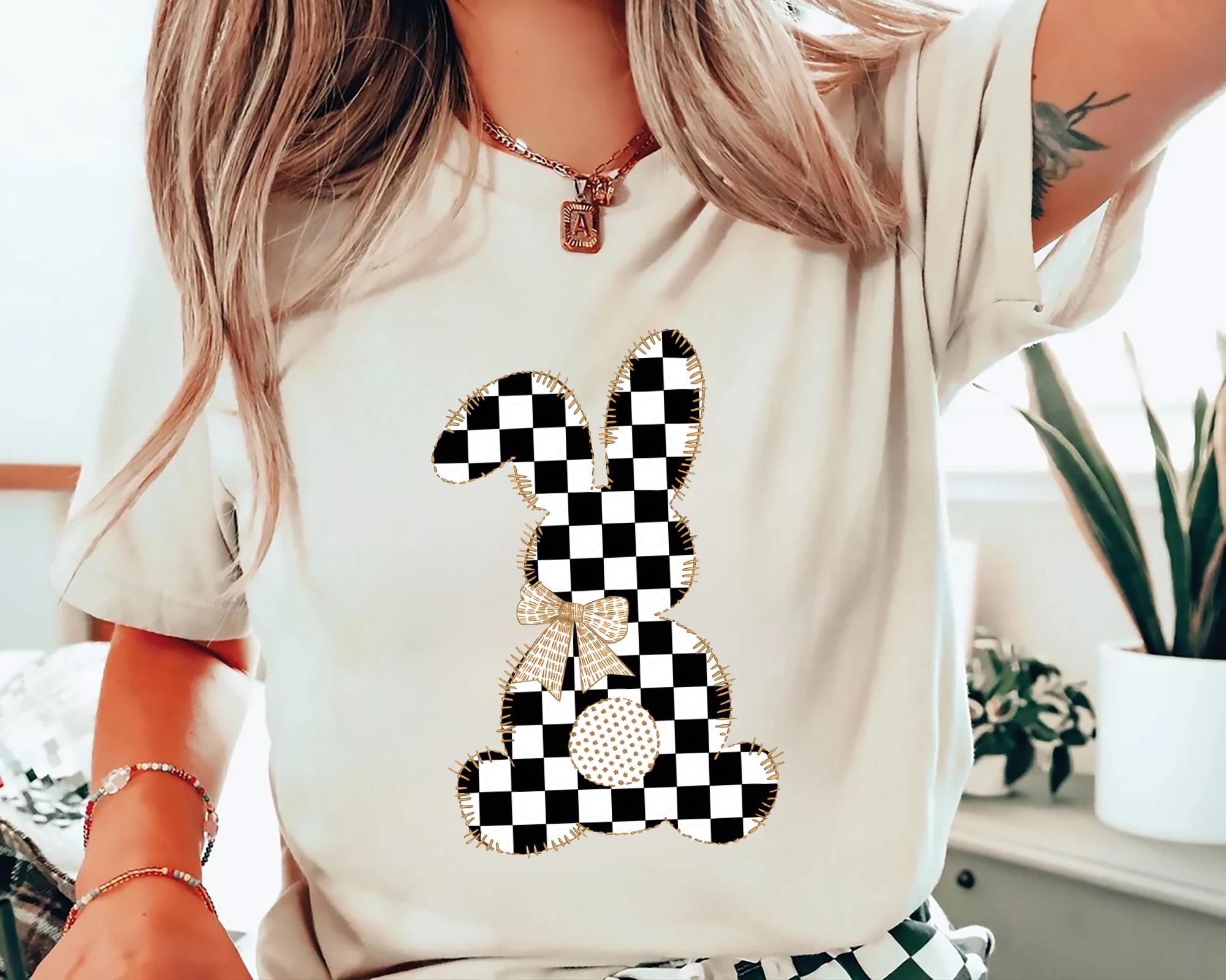 Checkered Easter Bunny Shirt for Women Teens Preppy Coquette Spring T Shirt Trendy Checker Rabbit Holiday Tee Graphic Tee – Aesthetic Look · Perfect For Daily Wear
