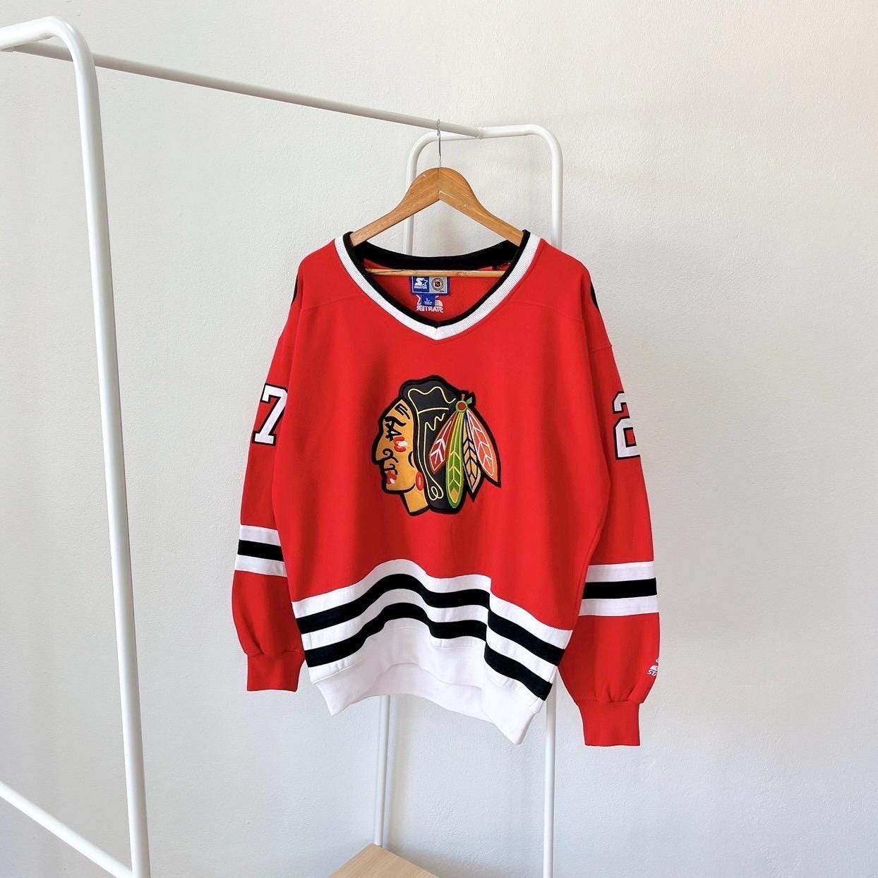 Vintage 90s Chicago Blackhawks hockey Starter embroidery red sweatshirt L Sweatshirt – Feel-Good Design · High-Quality Print