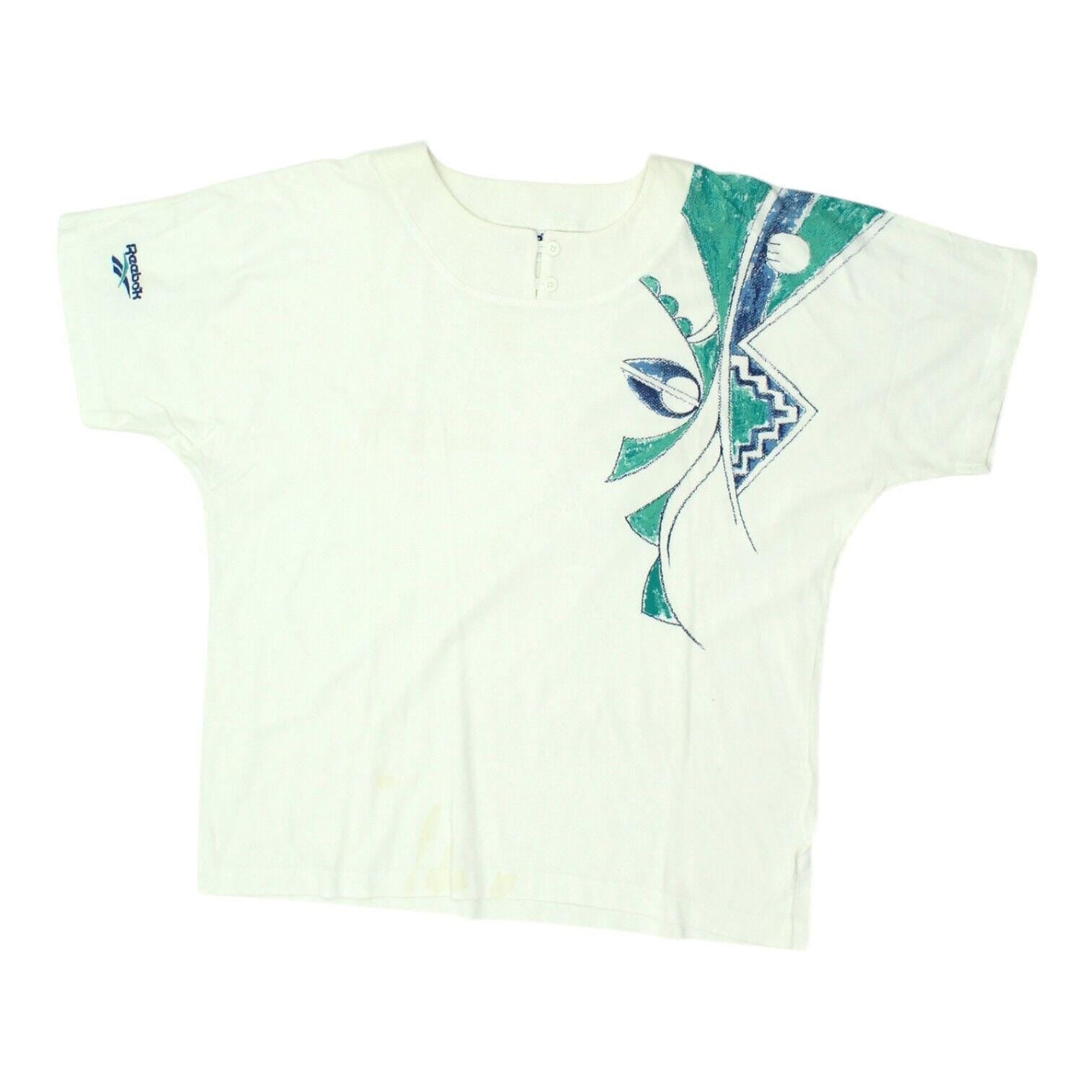 Reebok Mens Henley Tshirt Vintage 90s White Sports Short Sleeve Tennis VTG Graphic Tee – Aesthetic Look · Trending Graphic Apparel