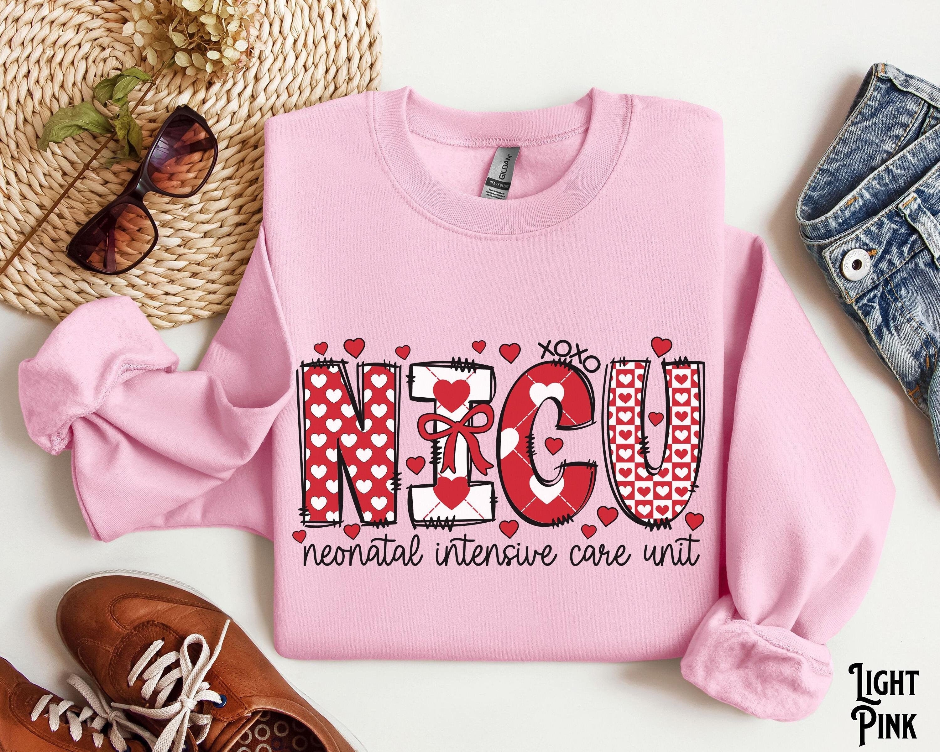 NICU Valentine Sweatshirt Neonatal Intensive Care Unit Valentine39s Day Hearts Doctor RN Nurse Crew Love Sweater Gift Sweatshirt – Bold Style · Perfect For Daily Wear