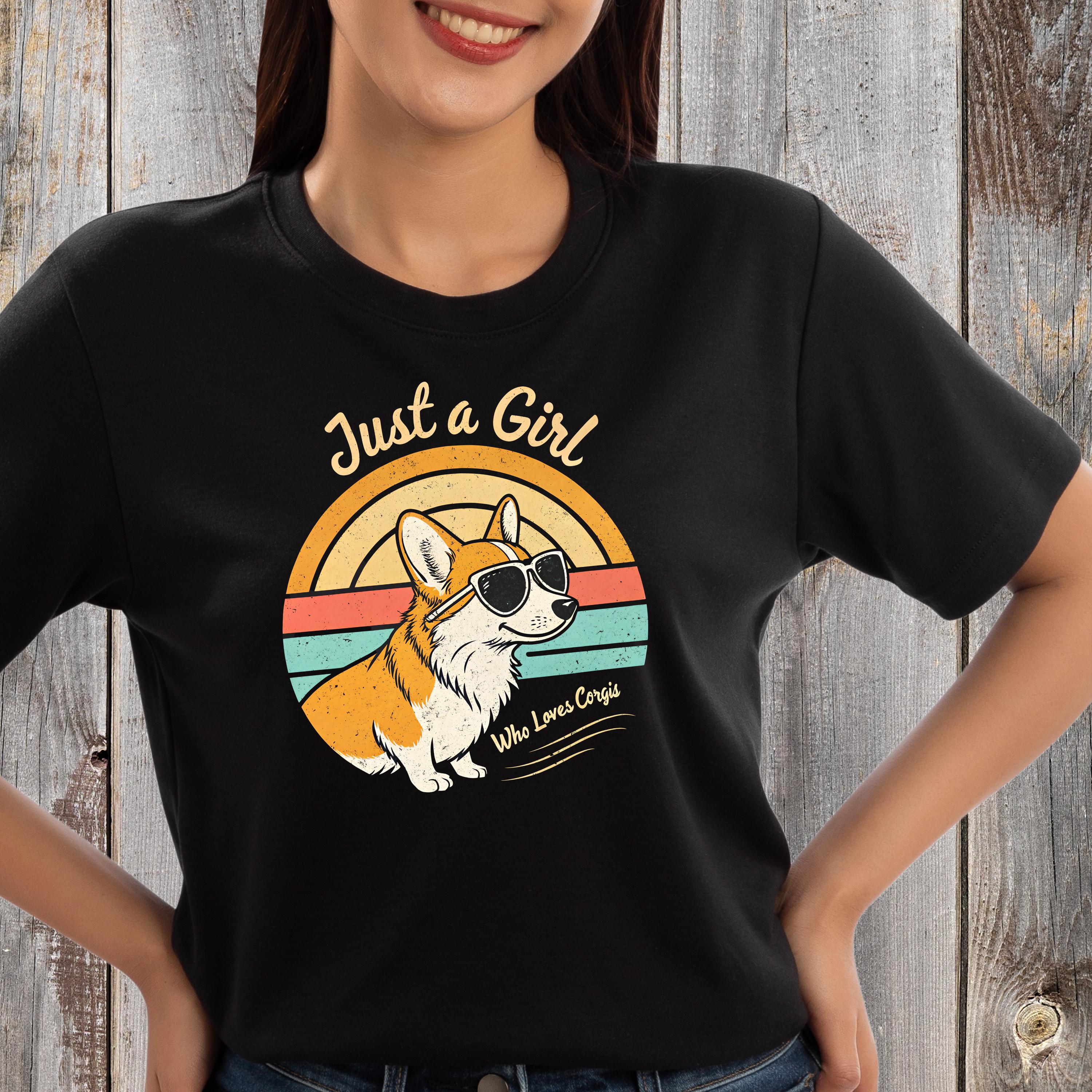 Just a Girl Who Loves Corgis T Shirt Cute Corgi Dog Tee Corgi Lover Shirt Retro Dog T Shirt Gift for Dog Lovers Women Corgi Tee Graphic Tee – Easygoing Wear · High-Quality Print