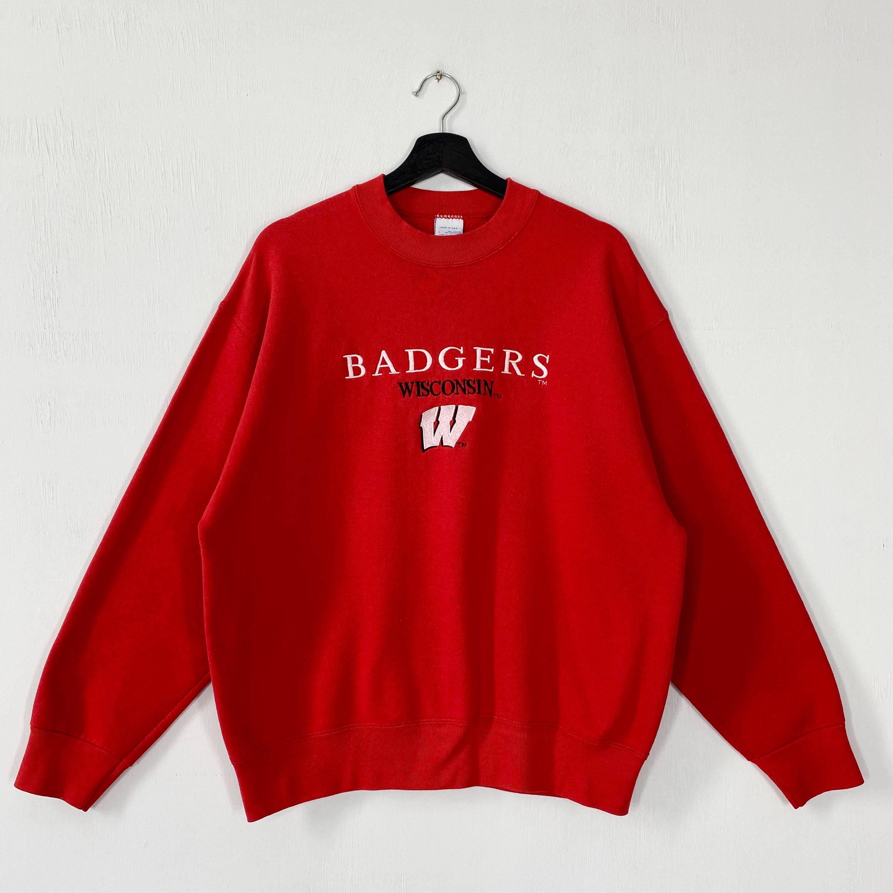 Vintage 90s University Wisconsin Sweatshirt Wisconsin Crewneck Wisconsin Sweater Pullover Wisconsin Badgers Embroidered Logo Red Medium Sweatshirt – Fan Favorite · Perfect For Daily Wear
