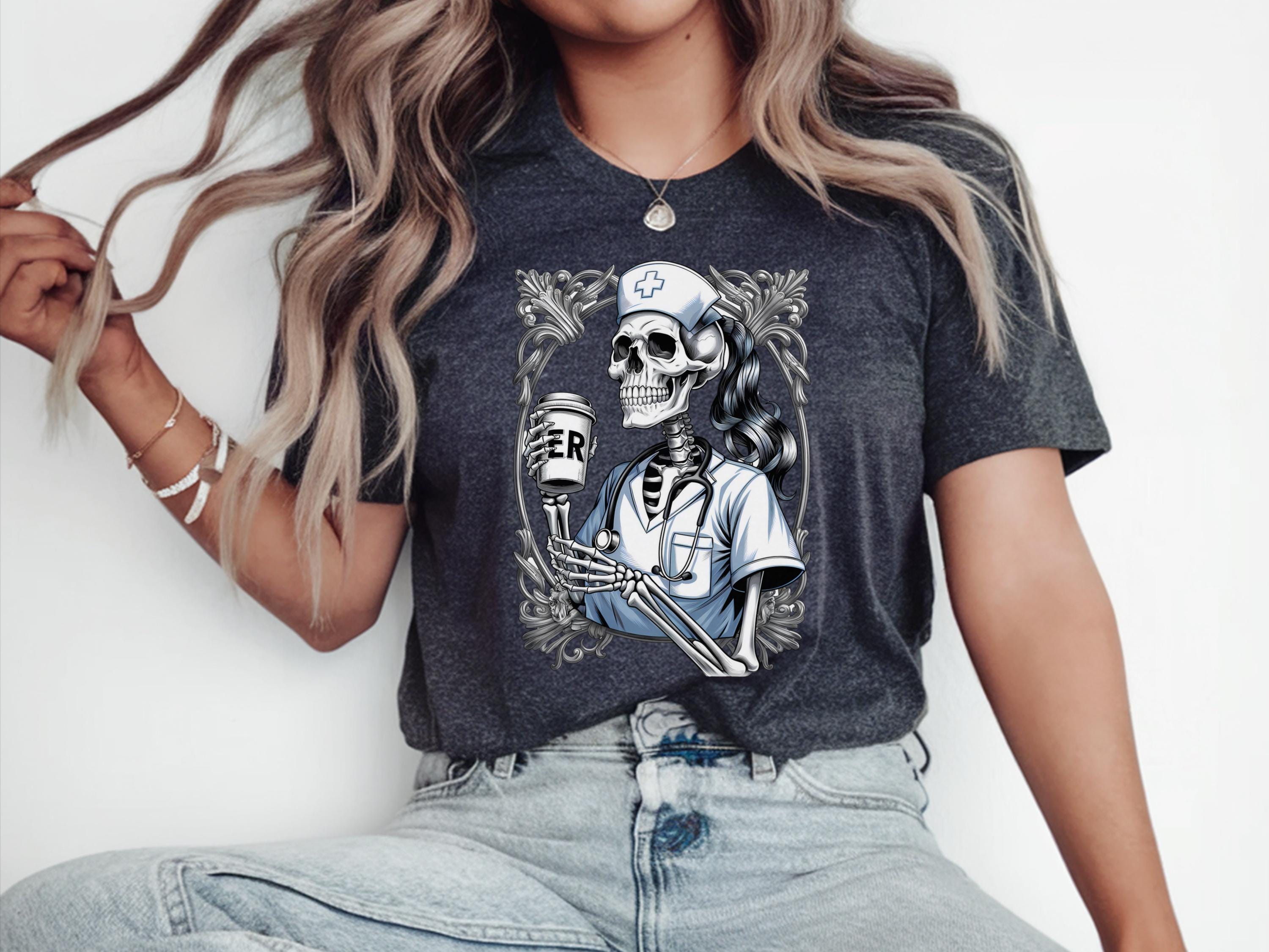 ER Skeleton Shirt ER Nurse Gift ER Nurse Emergency Department Shirt Emergency Department Tech Shirt Emergency Nursing Shirt Graphic Tee – Warm & Stylish · Trending Graphic Apparel