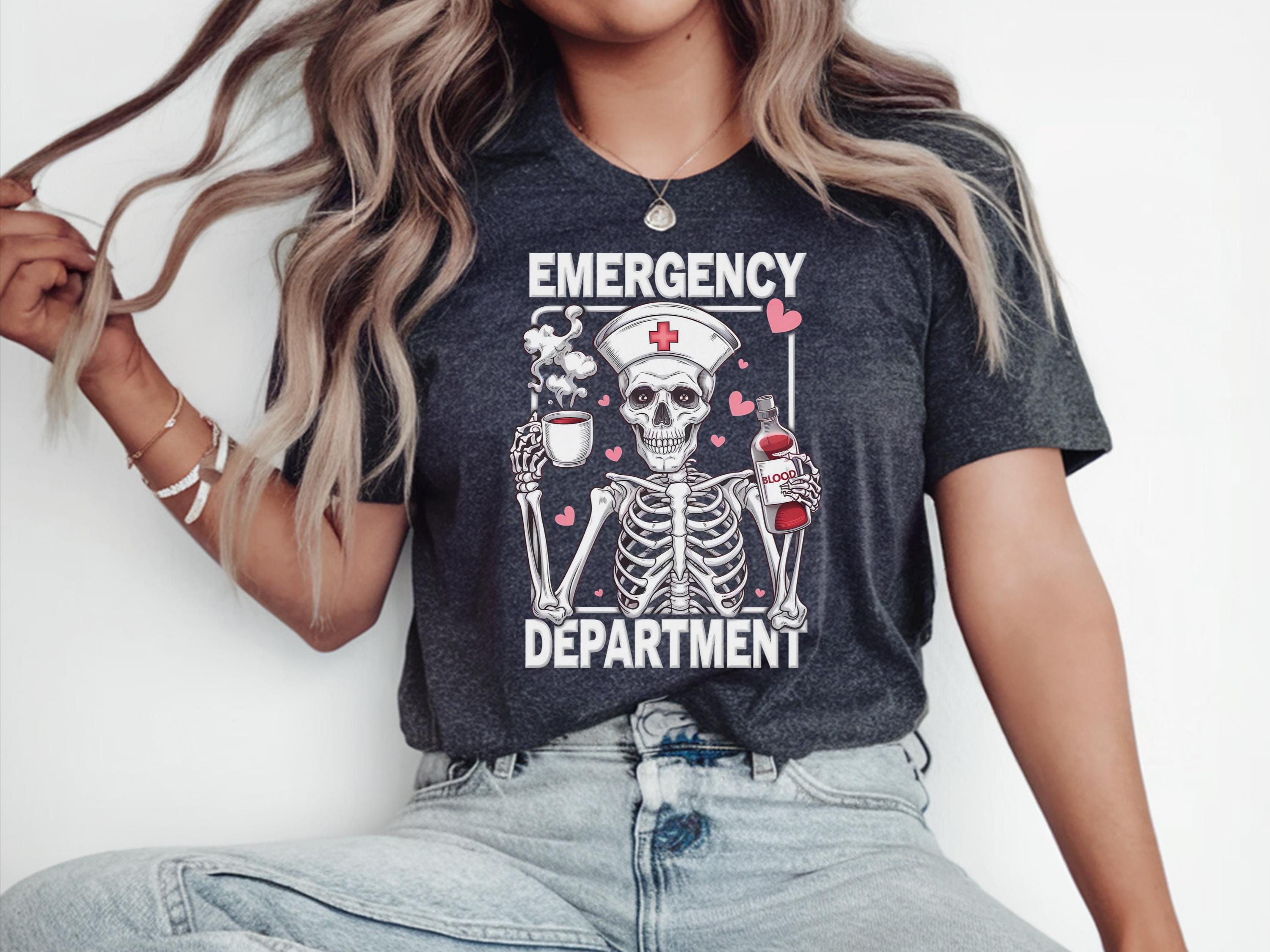 Emergency Department Shirt ER Skeleton Shirt ER Nurse Gift ER Nurse Emergency Department Shirt Emergency Nursing Shirt Emerg Nurse Gift Graphic Tee – Premium Graphic · High-Quality Print