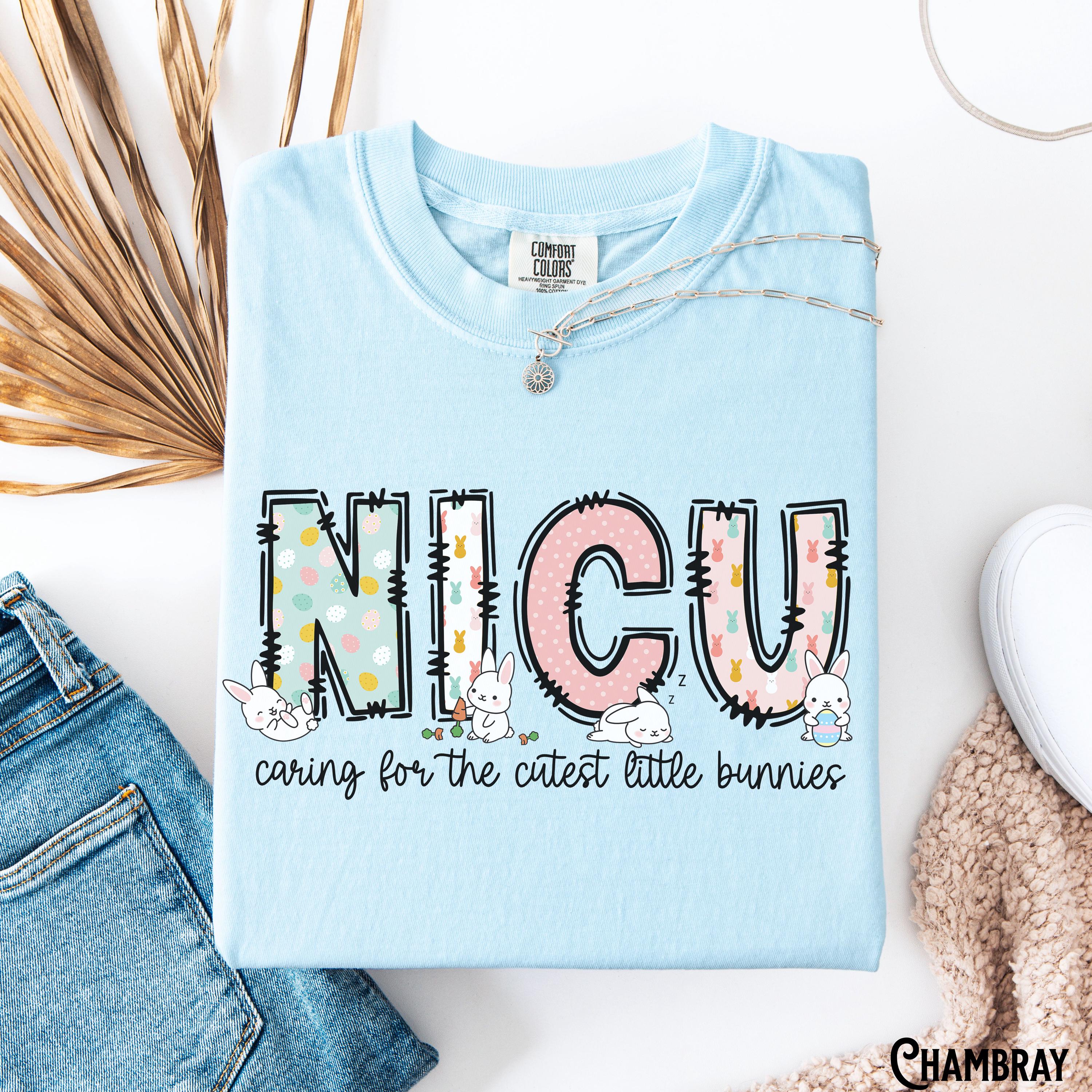 NICU Easter Shirt Neonatal Intensive Care Unit Nurse Doctor Crew NICU Easter Bunnies Tee Neonatal ICU Spring Gift Graphic Tee – Easygoing Wear · Perfect For Daily Wear