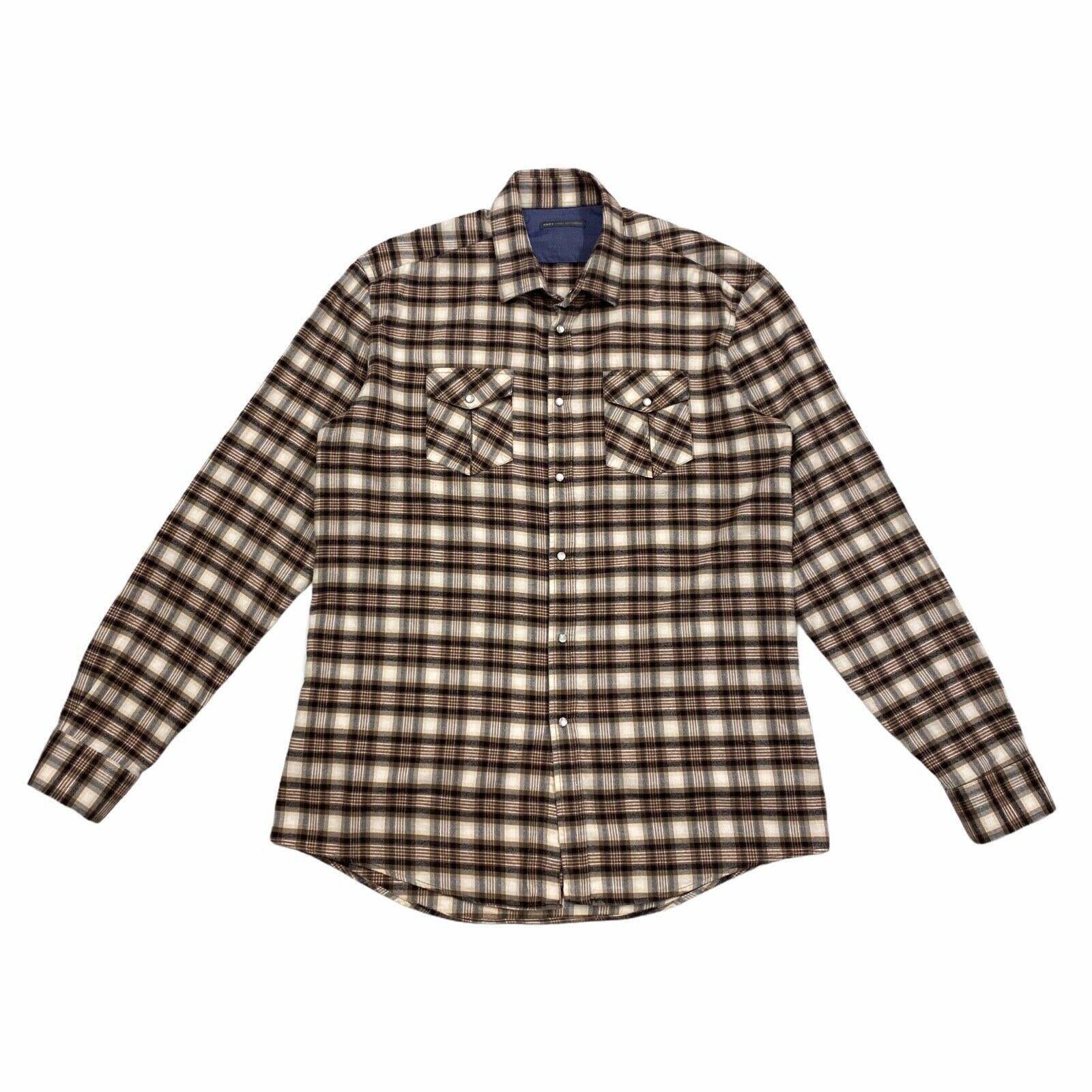 Daniele Alessandrini Flannel Shirt Mens Brown Plaid Snap Popper Designer Graphic Tee – Feel-Good Design · Top Pick For Any Outfit