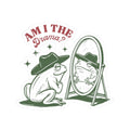 Am I The Drama Vinyl Sticker Vintage Funny Frog Bookish Sticker Mental Health Quirky Cowboy Frog Kindle eBook Reader Self Love Sticker Graphic Tee – Aesthetic Look · Top Pick For Any Outfit