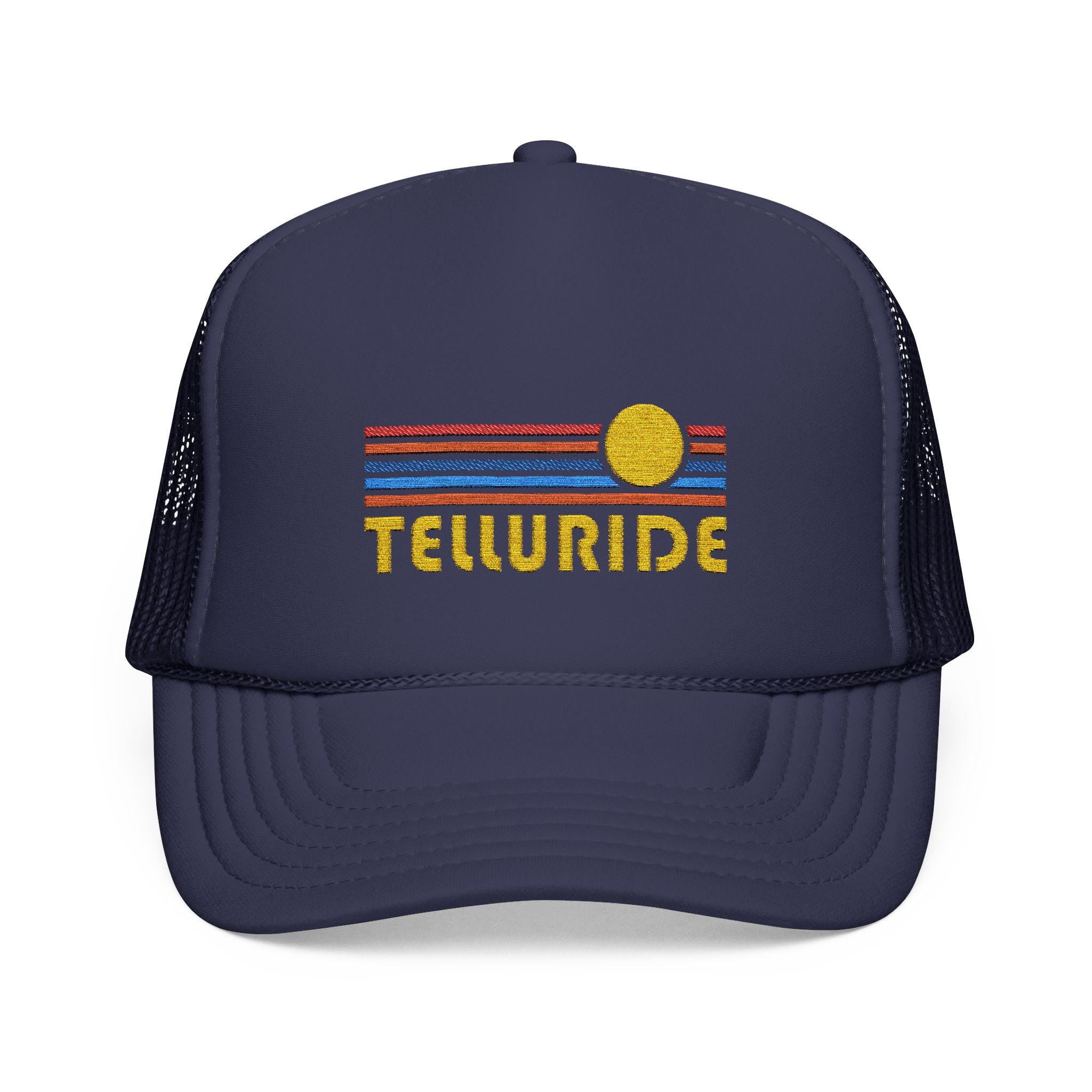Telluride Colorado Embroidered Foam Trucker Hat Retro Sunset Graphic Tee – Fan Favorite · Great Gift For Fans