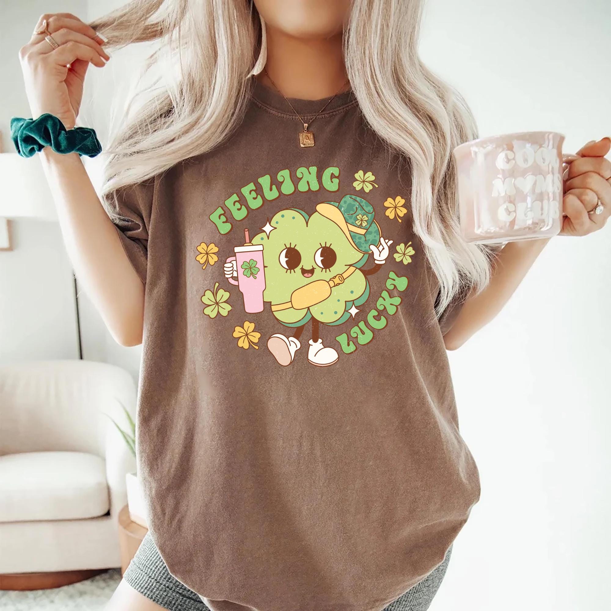 Retro Feeling Lucky St Patricks Day Shirt St Patty39s T shirt Womens Lucky Crewneck Tee and Sweatshirt St Patrick39s Day Lucky Tee Sweatshirt – Bold Style · Great Gift For Fans