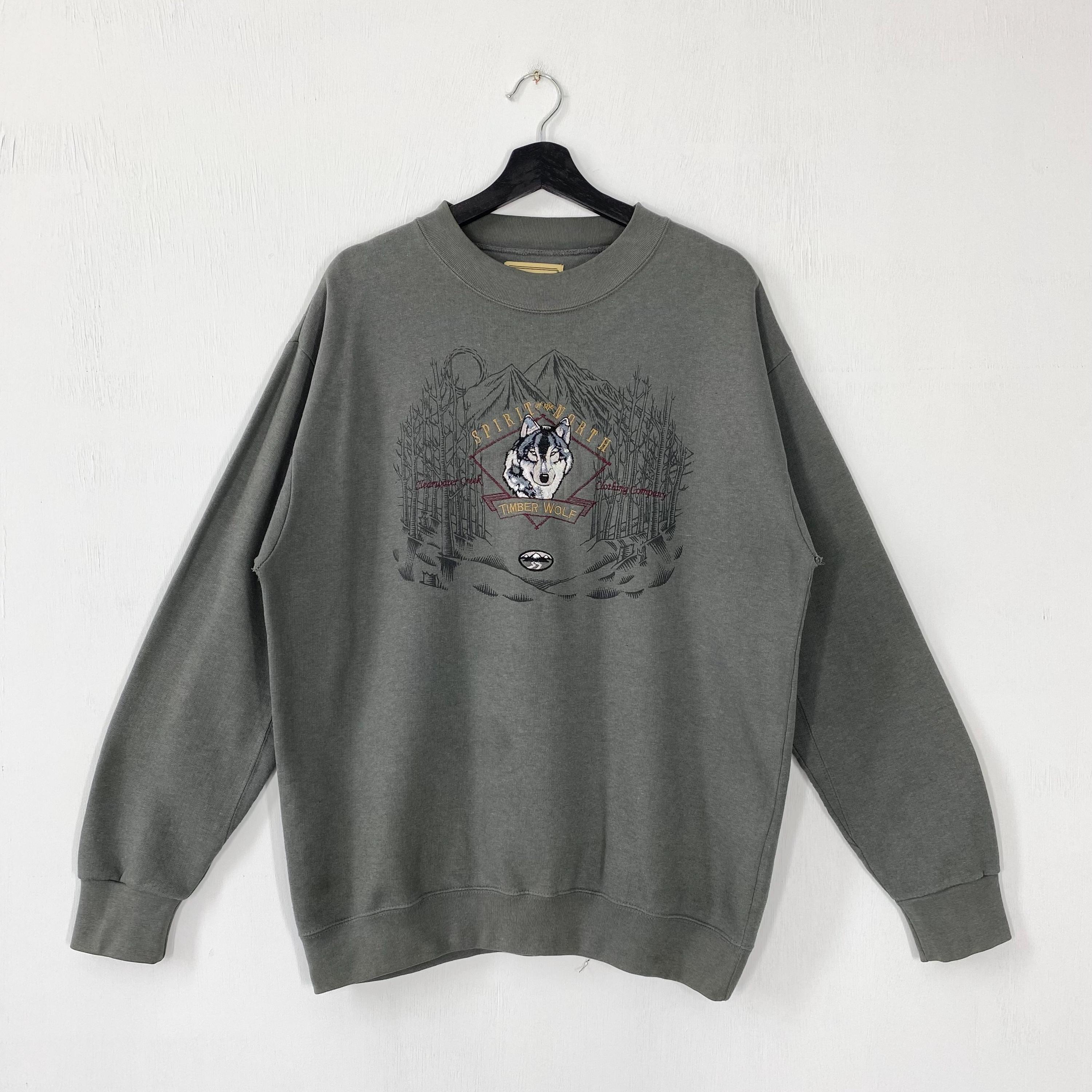 Vintage 90s Outdoor Outfitters Sweatshirt Wolf Crewneck Deer Sweater Pullover Timber Wolf Bear Ducks Unlimited Embroidered Logo Grey Large Sweatshirt – Bold Style · Must-Have Style