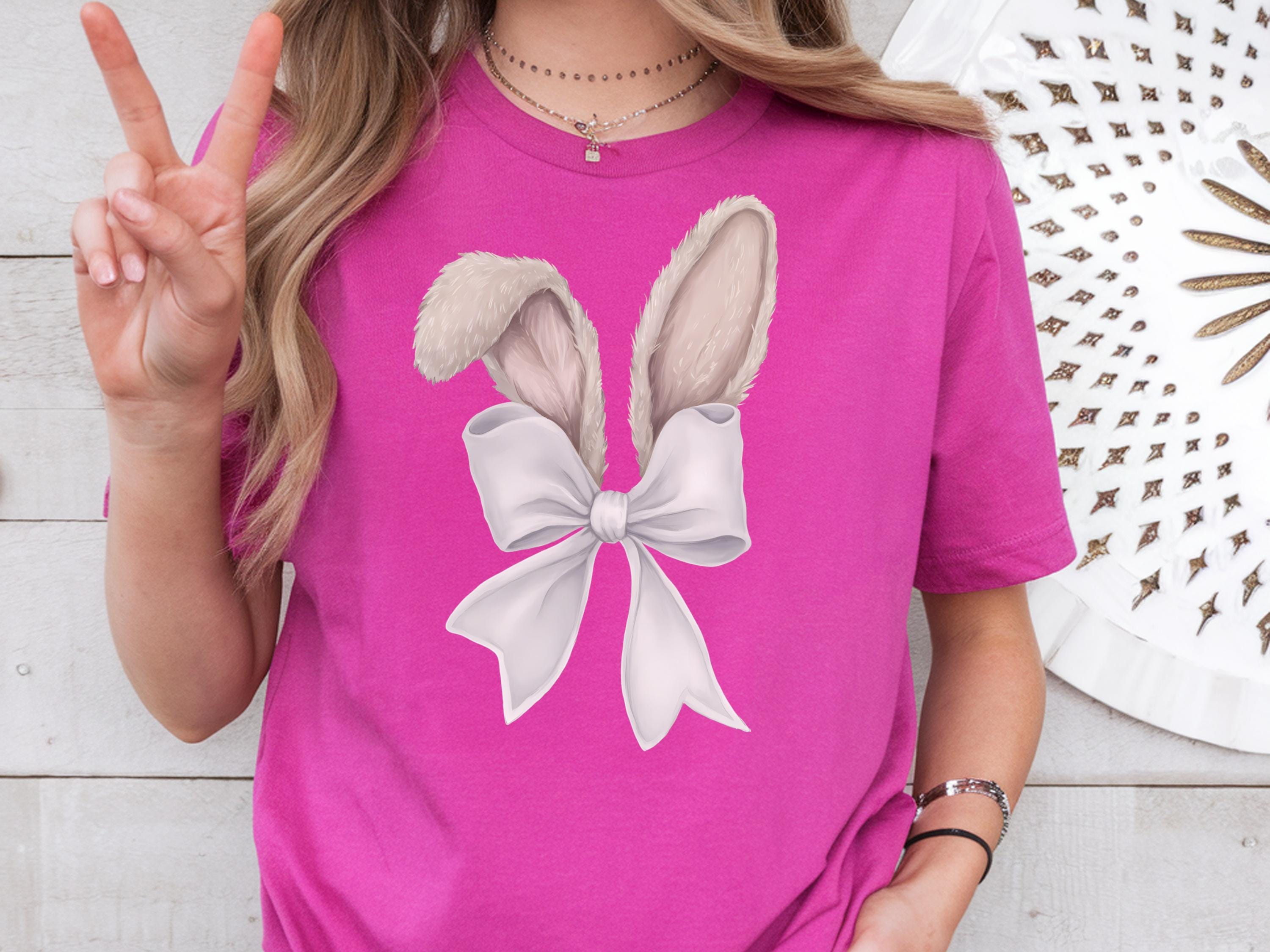 Coquette Bunny Ears Bow Shirt Easter Shirts Gift Coquette Easter Shirt Bunny Shirt Easter Rabbit Shirt Happy Easter Shirts Graphic Tee – Cozy Vibes · Great Gift For Fans