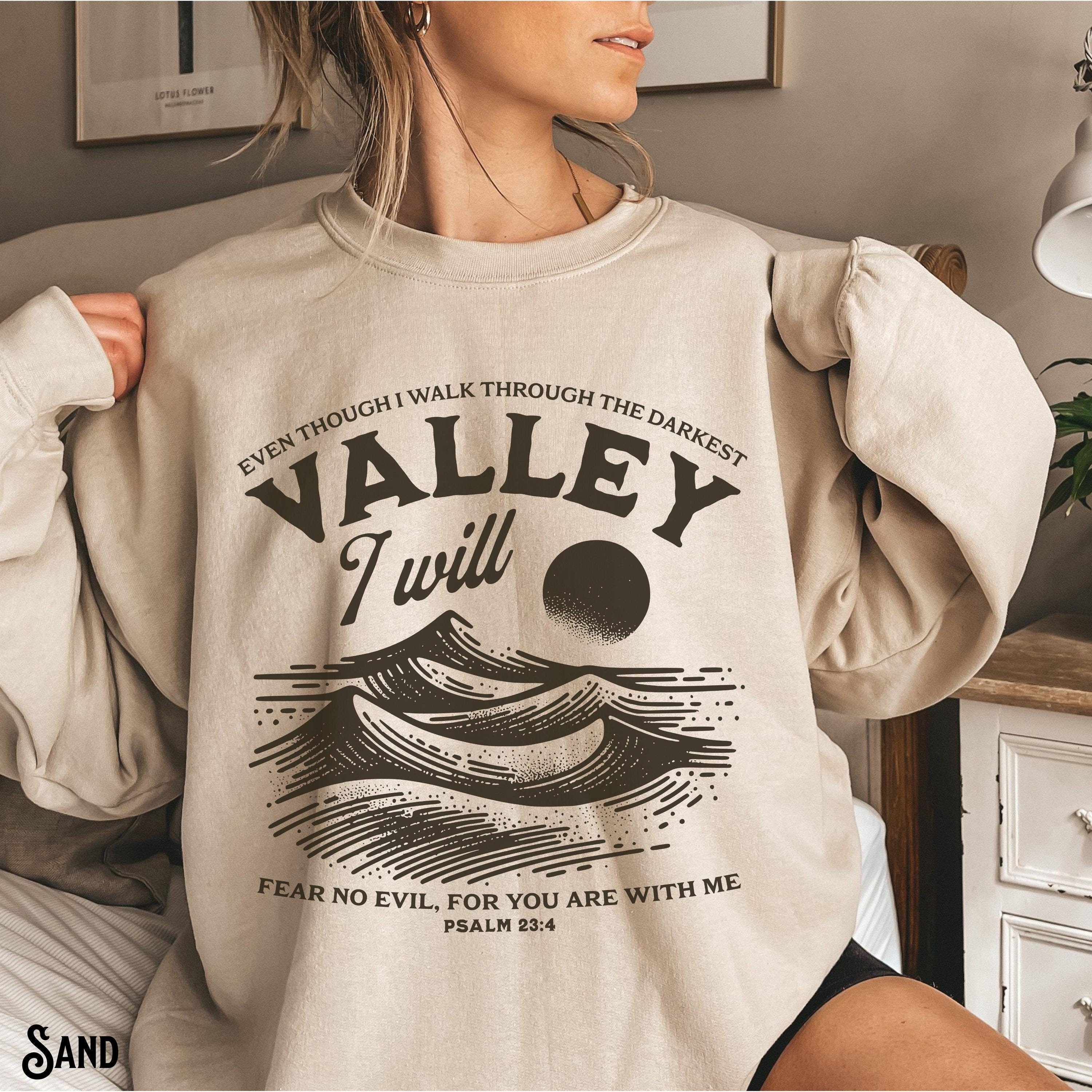 Christian Sweatshirt Encouragement Sweater Fear No Evil Christian Fleece Bible Verse Crewneck Psalm Faith Apparel Gift for Christian Sweatshirt – Easygoing Wear · Perfect For Daily Wear