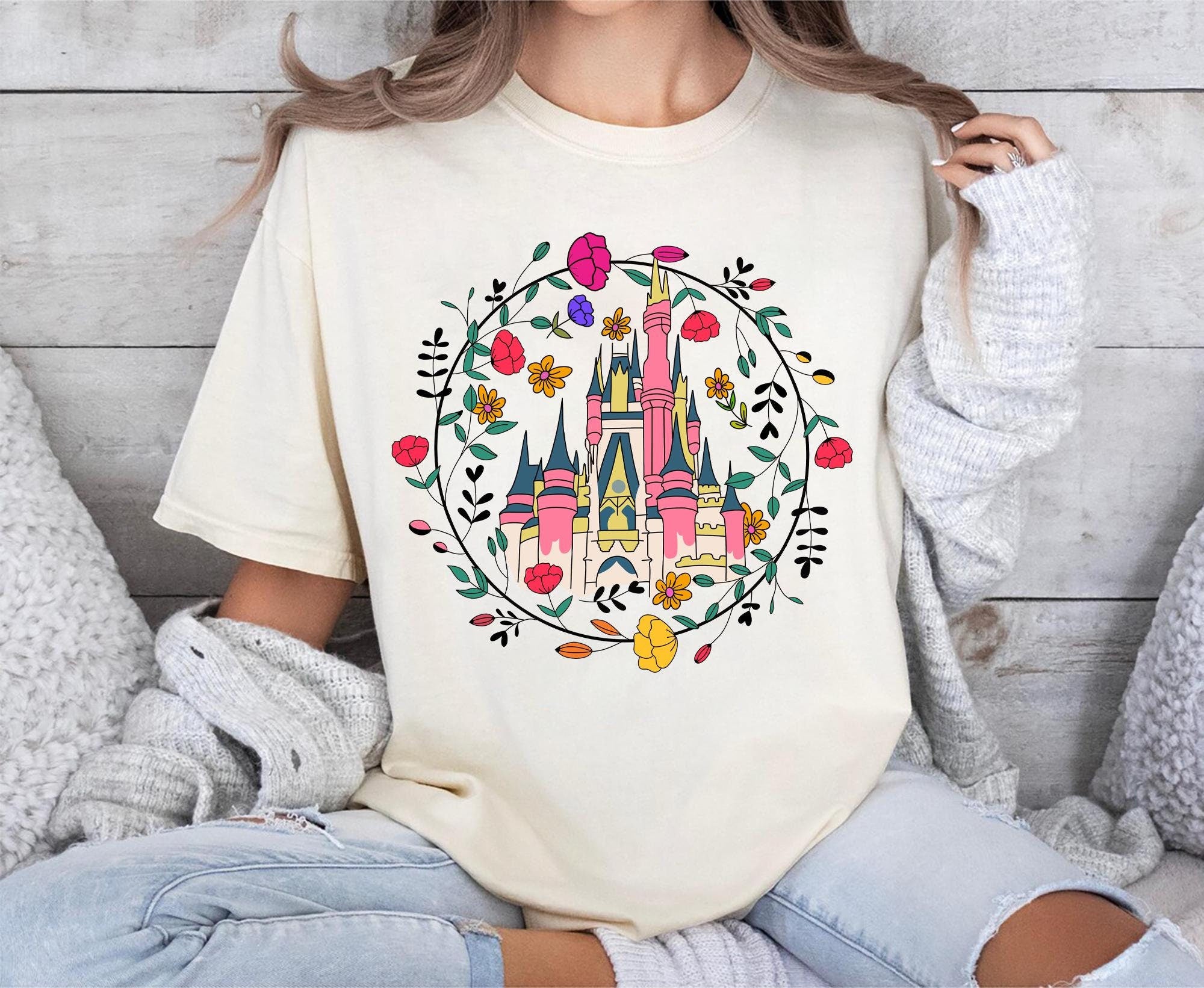 Disney Floral Magical Castle Shirt Disney Fantasyland Vacation Shirt Walt Disney World Tee Disneyland Gift Disney Family Matching Shirt Graphic Tee – Easygoing Wear · Great Gift For Fans